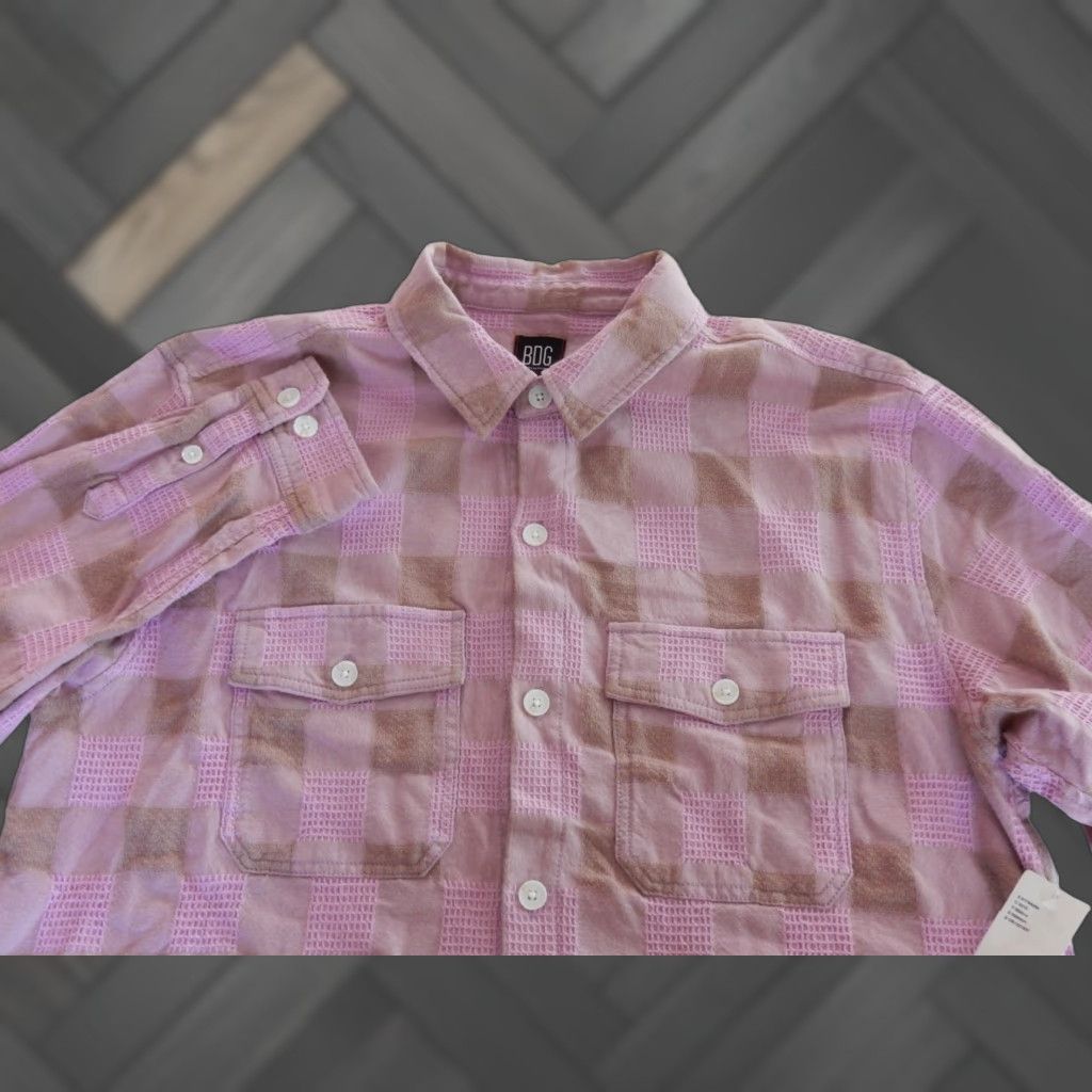 Urban Outfitters VINTAGE Urban Outfitters BDG Men's Plaid Button-Up Shirt Size L Pink Cotton Long Sleeve Size US L / EU 52-54 / 3 - 1 Thumbnail