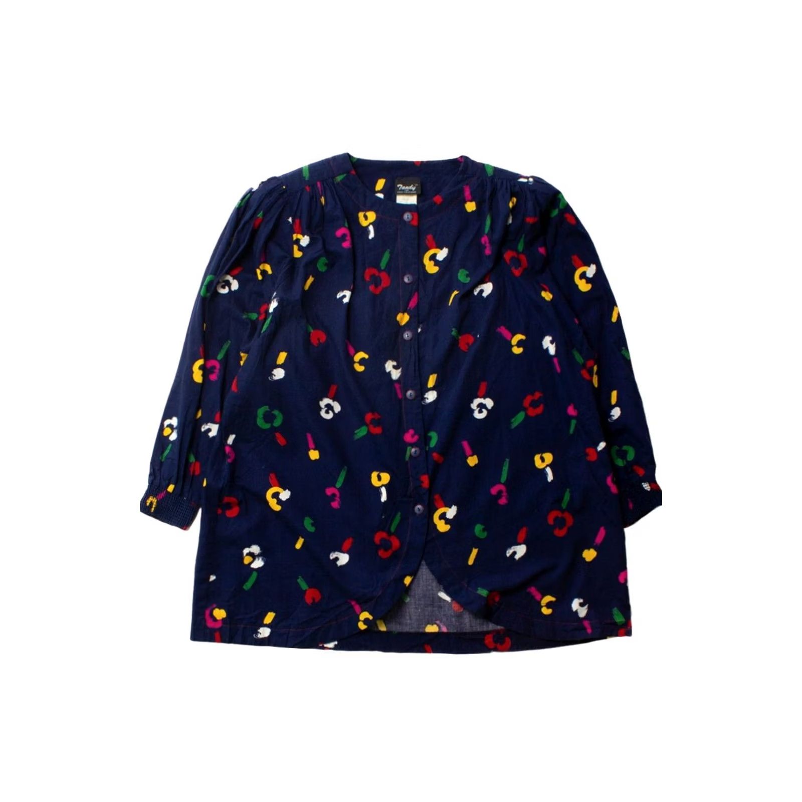 X-LARGE VINTAGE Tandy Navy Blue Floral Button Up Shift Dress XX-Large Size XXL / US 16-18 / IT 52-54 - 2 Thumbnail