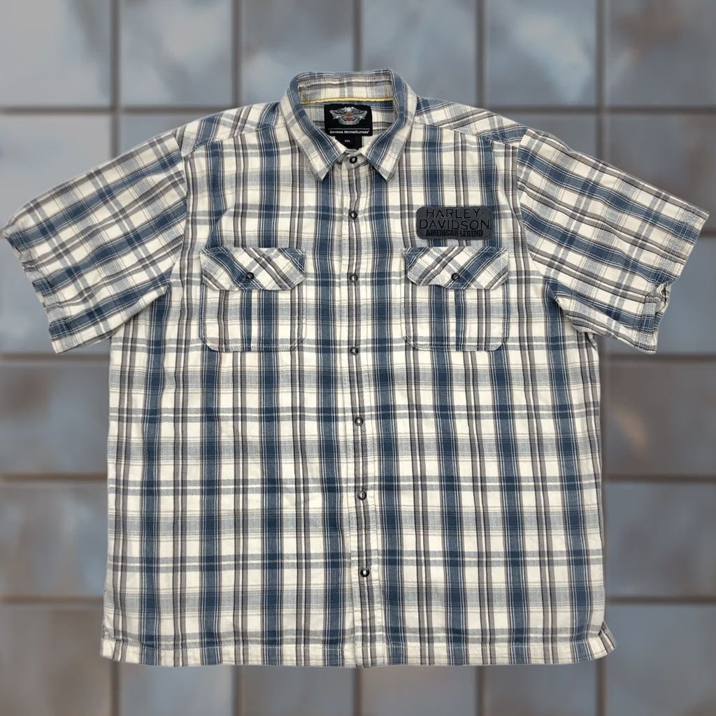 Harley Davidson Harley-Davidson Mens 2XL Plaid Short Sleeve Button-Down Shirt American Legend Y2K Style Size US XXL / EU 58 / 5 - 1 Thumbnail
