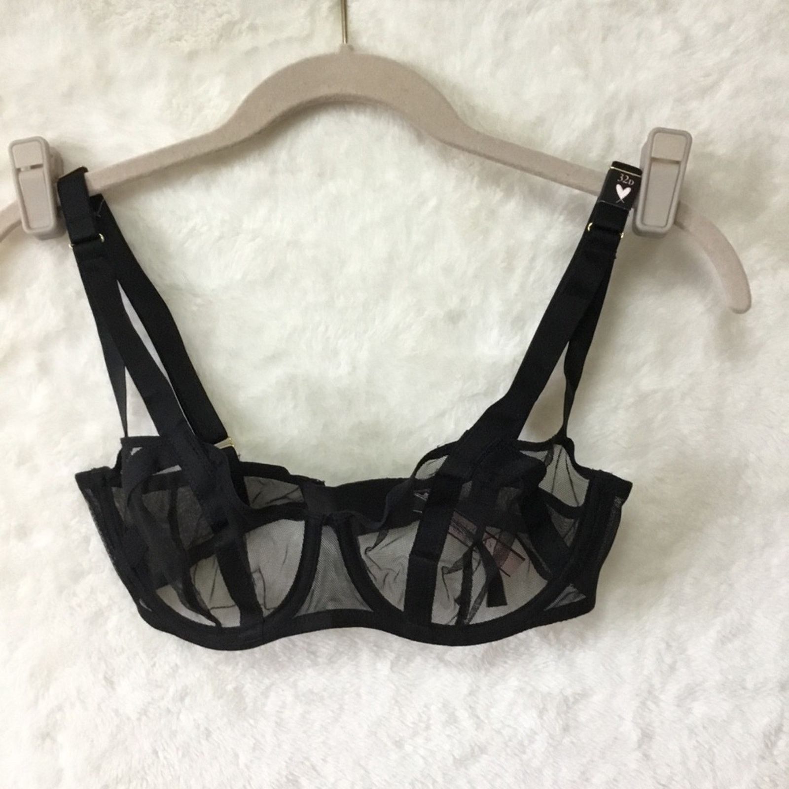 Victoria's Secret Victoria Secret Black Unlined Mesh Balconette Bra Size ONE SIZE - 3 Thumbnail