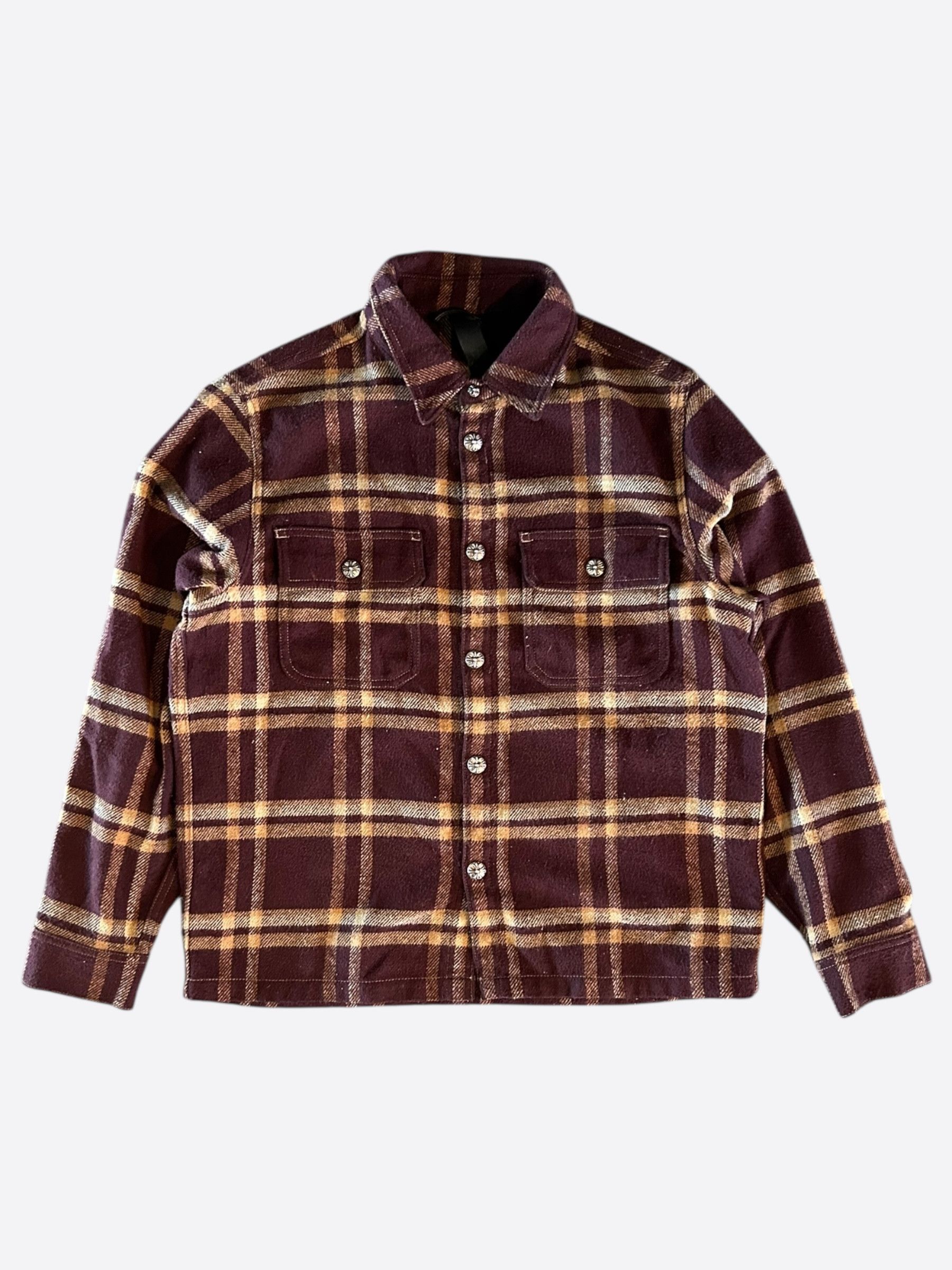 Chrome Hearts Burgundy Yellow Plaid Jacket