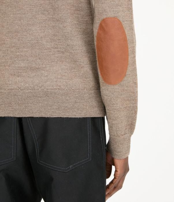 Maison Margiela o1bcso1str0526 Elbow Patch Crewneck Sweater in Walnut Size US L / EU 52-54 / 3 - 4 Thumbnail