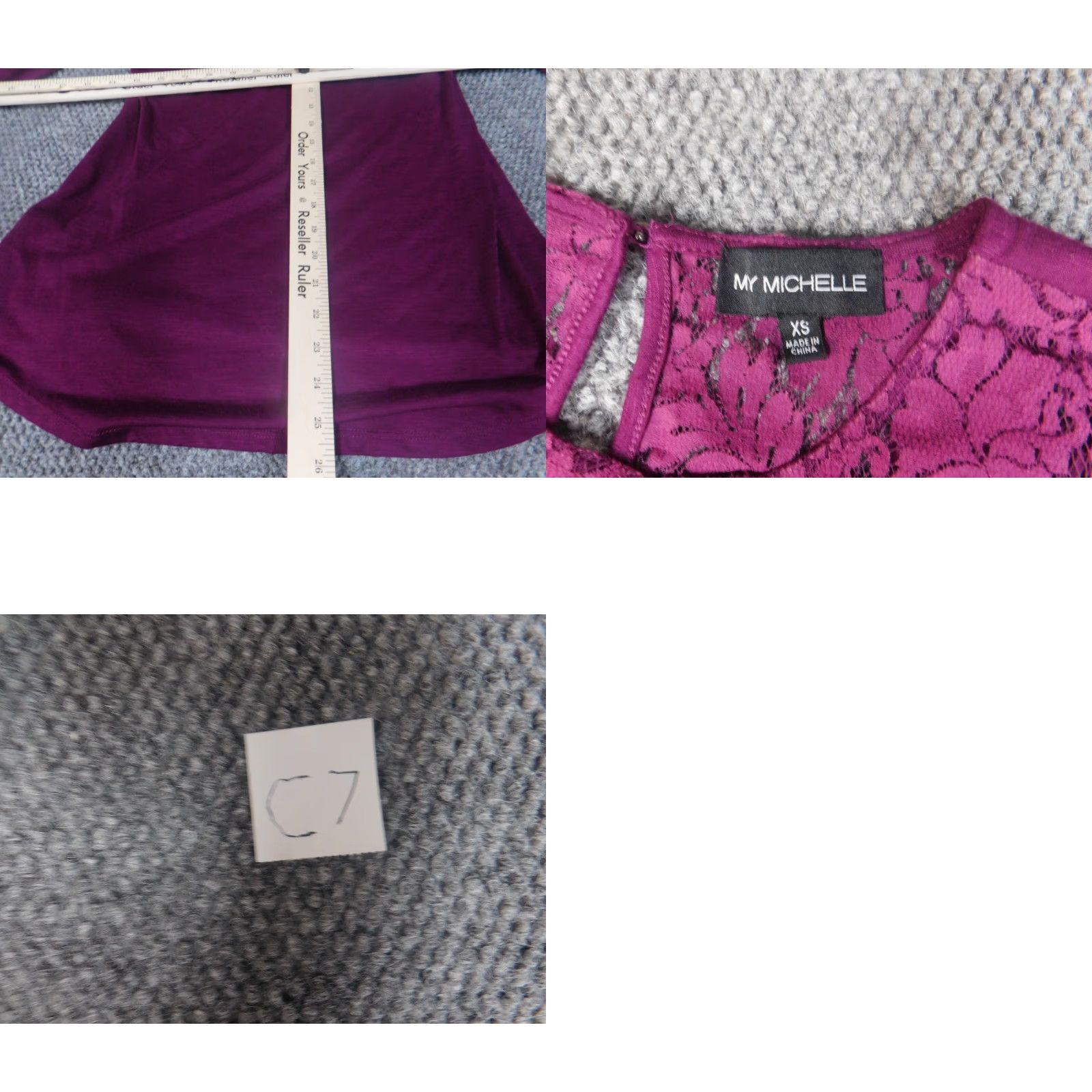 Vintage My Michelle Blouse Womens XS Purple Crew Neck Pullover Stretch Floral Button Casual Basic Crew Neck Flower Stretch Regular Satin? Size XS / US 0-2 / IT 36-38 - 9 Thumbnail