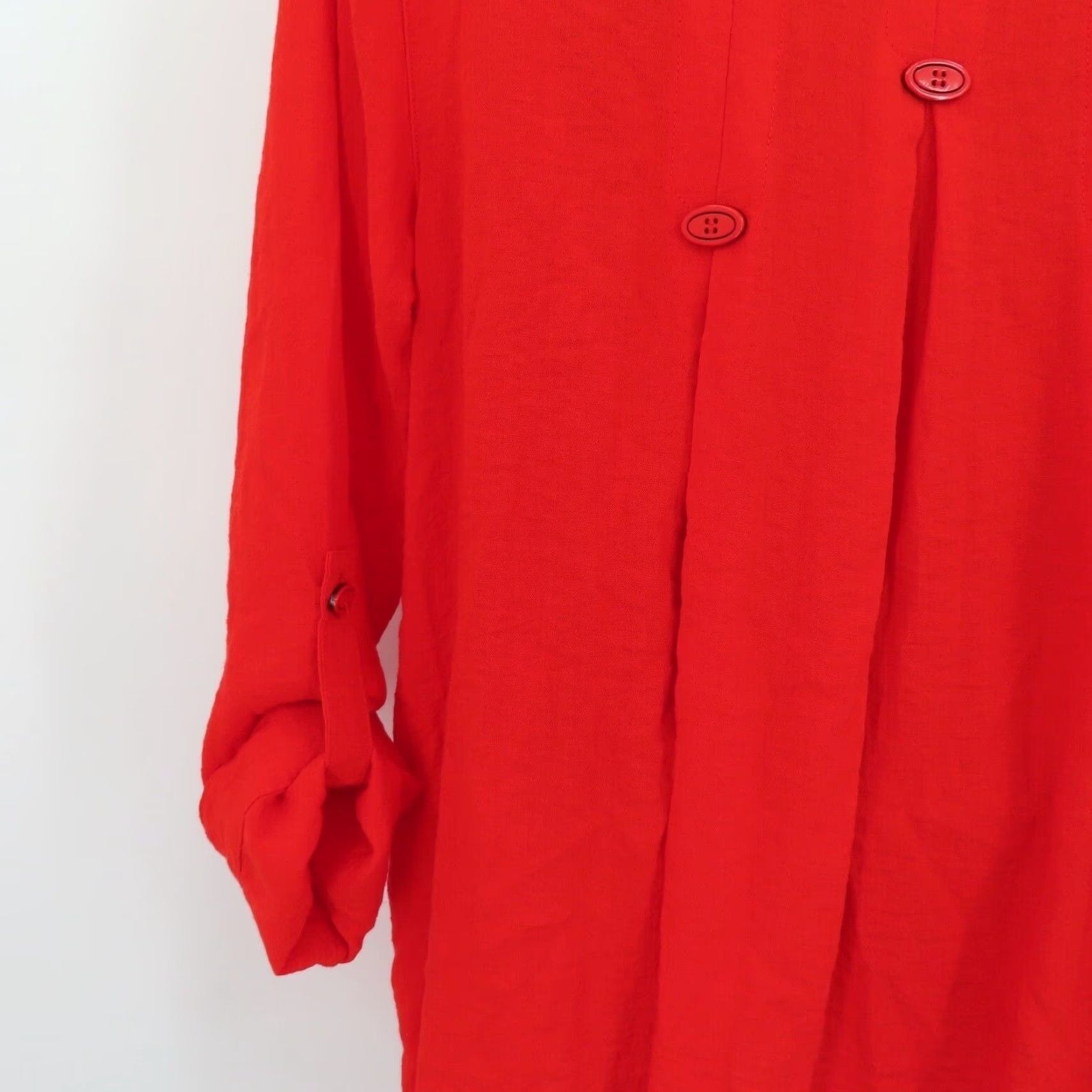 Vintage John Mark Women Shirt Blouse Collared Button Front Red Small Pocketed Lagenlook Size S / US 4 / IT 40 - 6 Thumbnail