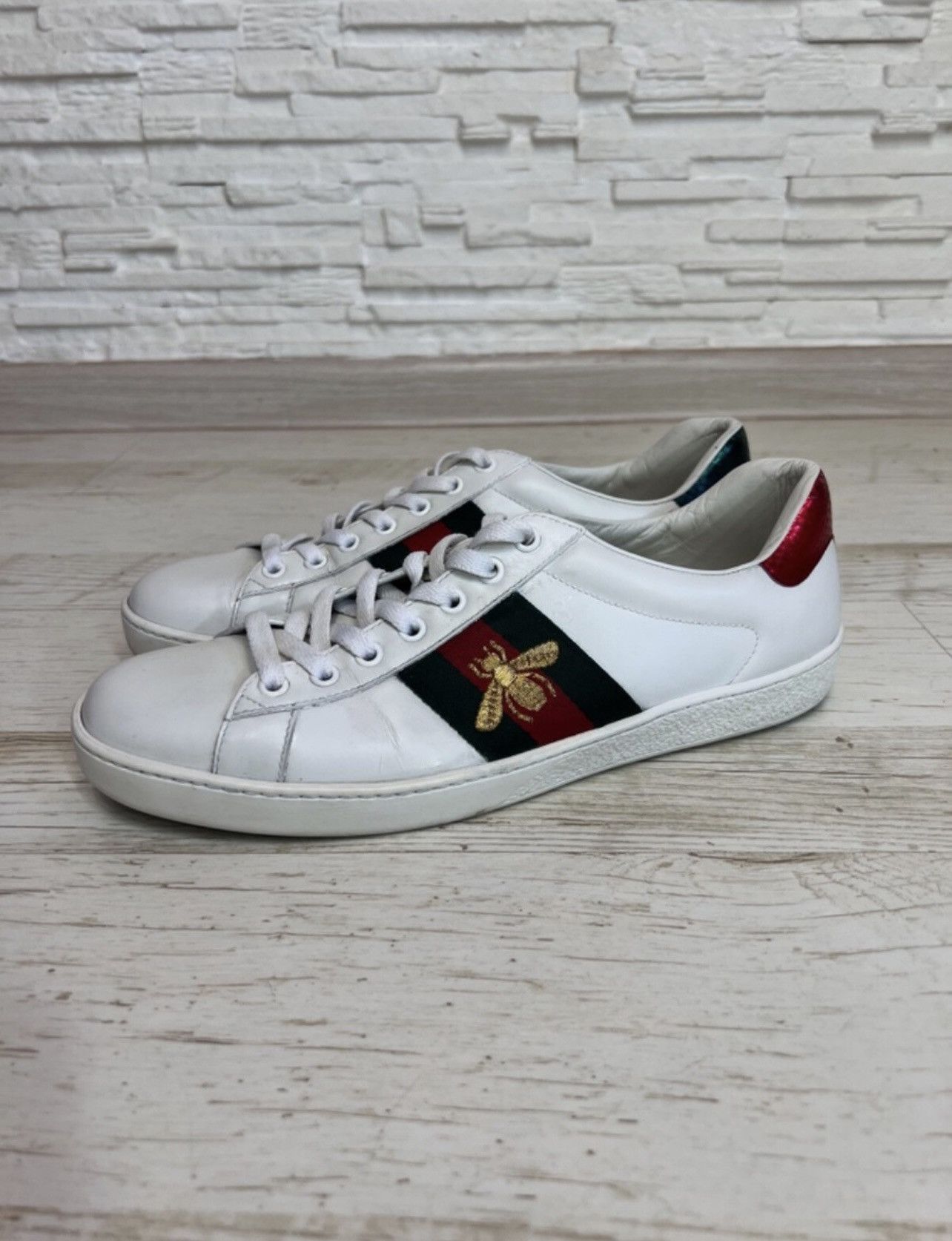 Gucci Gucci Ace Leather Sneakers Bee Embroidery Size 7.5 Designer Size US 8 / EU 41 - 5 Thumbnail