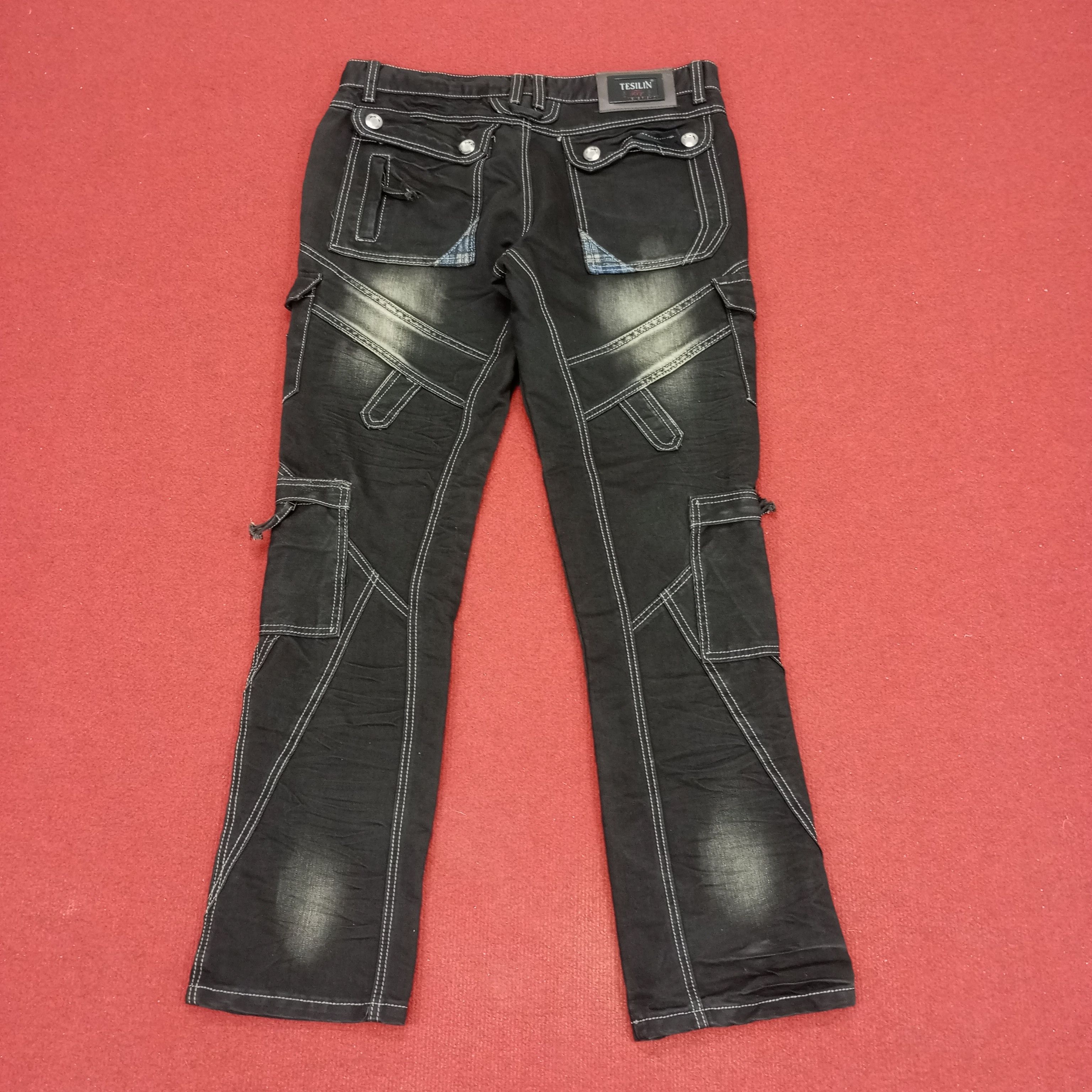 Vintage Tesilin Jeans Fashion Rock Punk Cargo Style Jeans Size US 35 - 4 Thumbnail