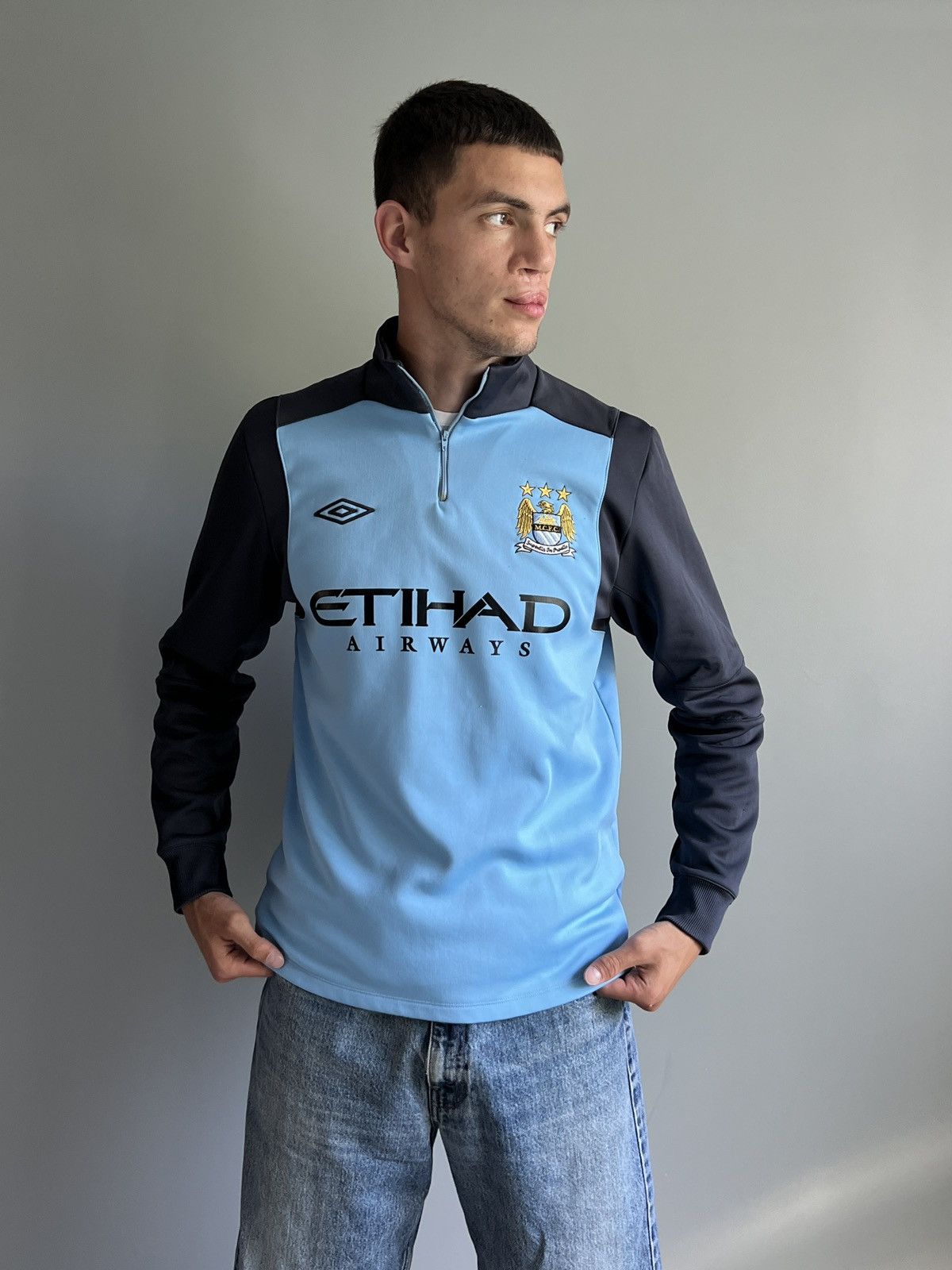 Umbro × Vintage Vintage Manchester City Umbro 1/3 Zip Tracktop Size US M / EU 48-50 / 2 - 2 Thumbnail