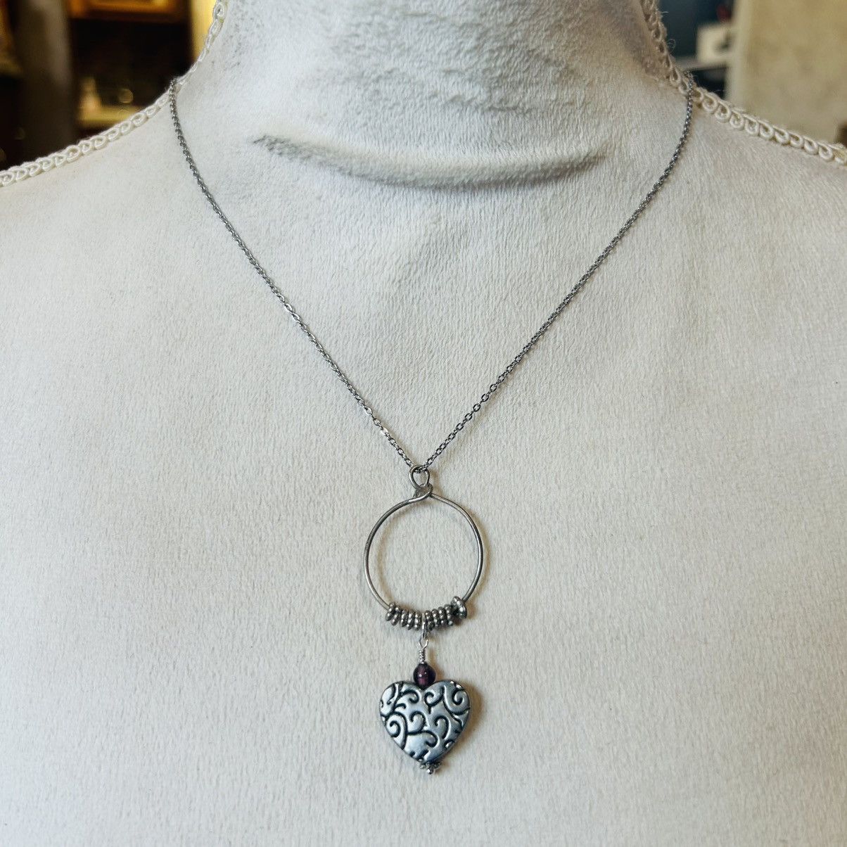 Handmade Handcrafted repurpose vintage heart pendant necklace Size ONE SIZE - 2 Thumbnail
