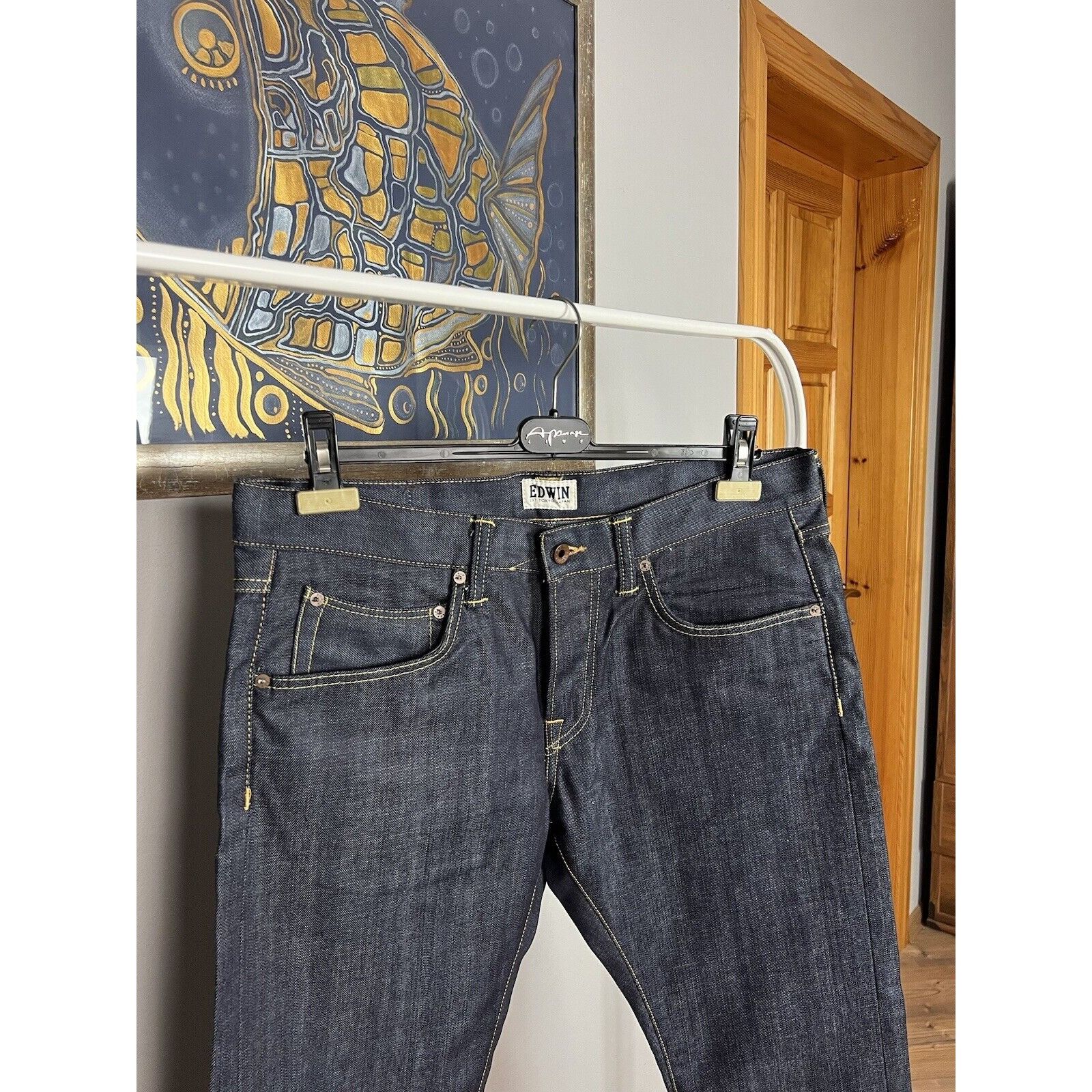 Edwin MINT! Edwin Blue Raw Denim Relaxed Fit Jeans Pants Size 34x3 Size US 34 / EU 50 - 5 Thumbnail