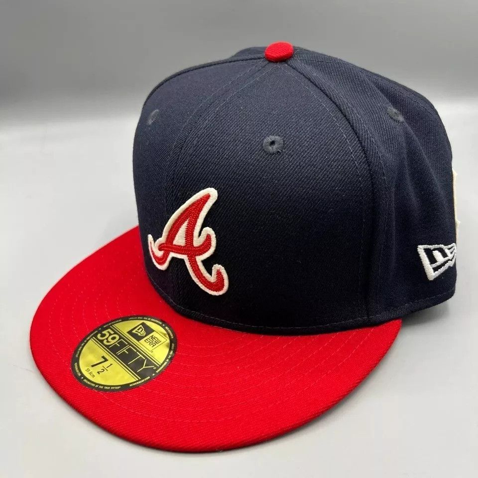 New Era Atlanta Braves Hat Men 7 1/2 4X World Series Champ Fitted Size ONE SIZE - 3 Thumbnail