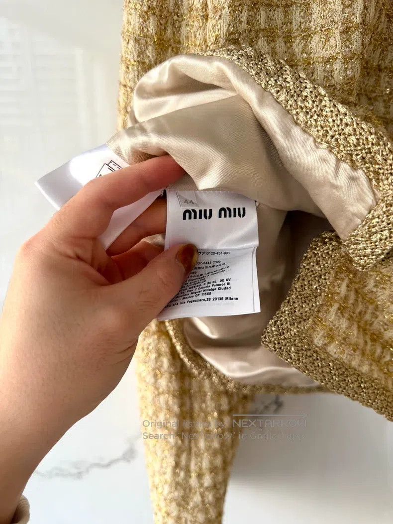 Miu Miu Miu Miu Golden checkered tweed jacket Size US S / EU 44-46 / 1 - 4 Thumbnail