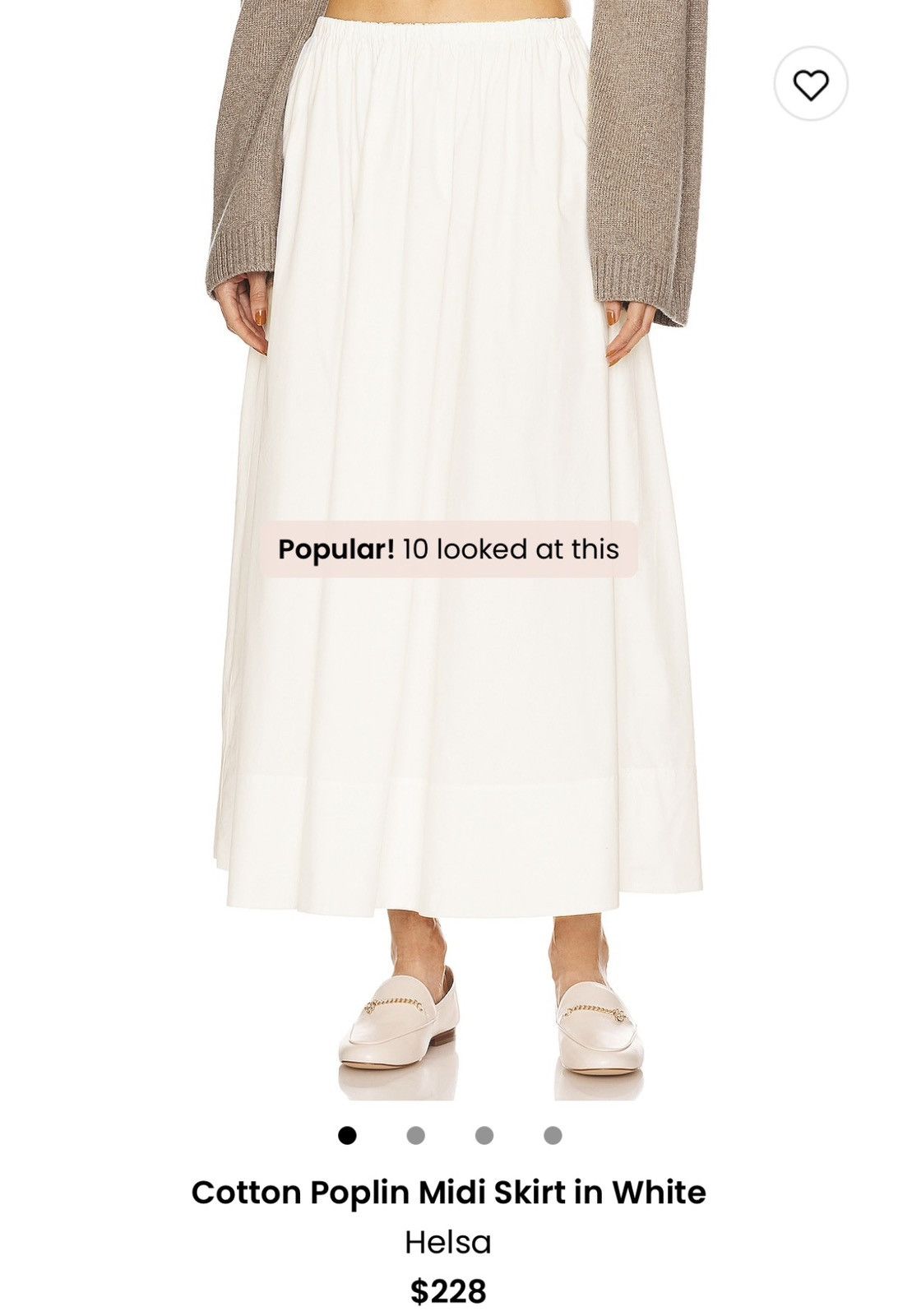 Designer Helsa Cotton Poplin Midi Skirt in White Size 25" / US 0 / IT 36 - 2 Thumbnail