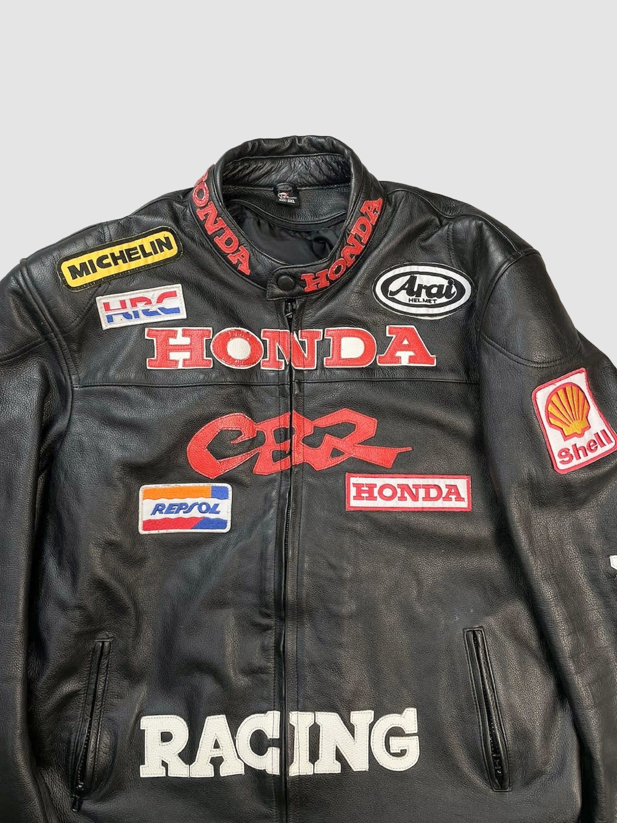 Genuine Leather Honda Racing CBR Leather Jacket RARE ALL BLACK Size US XXL / EU 58 / 5 - 4 Thumbnail