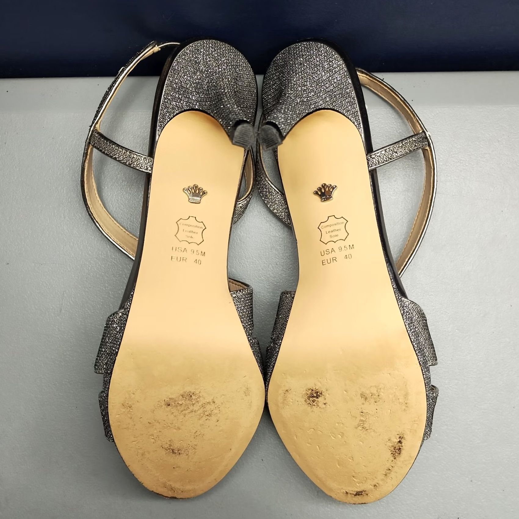 Vintage Nina New York Slingback Sandals Womens 9.5M Gray Metallic Stiletto Heels Slip On Size US 10 / IT 40 - 7 Thumbnail