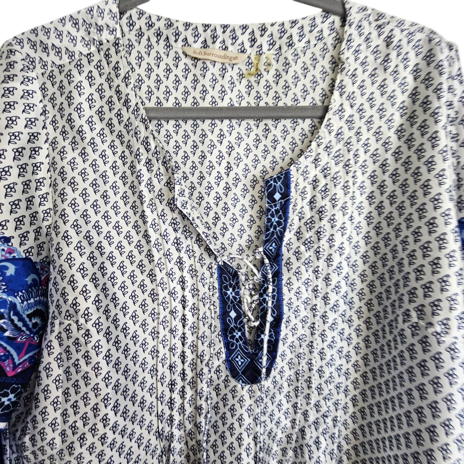 Soft Surroundings Soft Surroundings Womens Floral Tunic Lace Up Size M Coastal Size M / US 6-8 / IT 42-44 - 2 Thumbnail