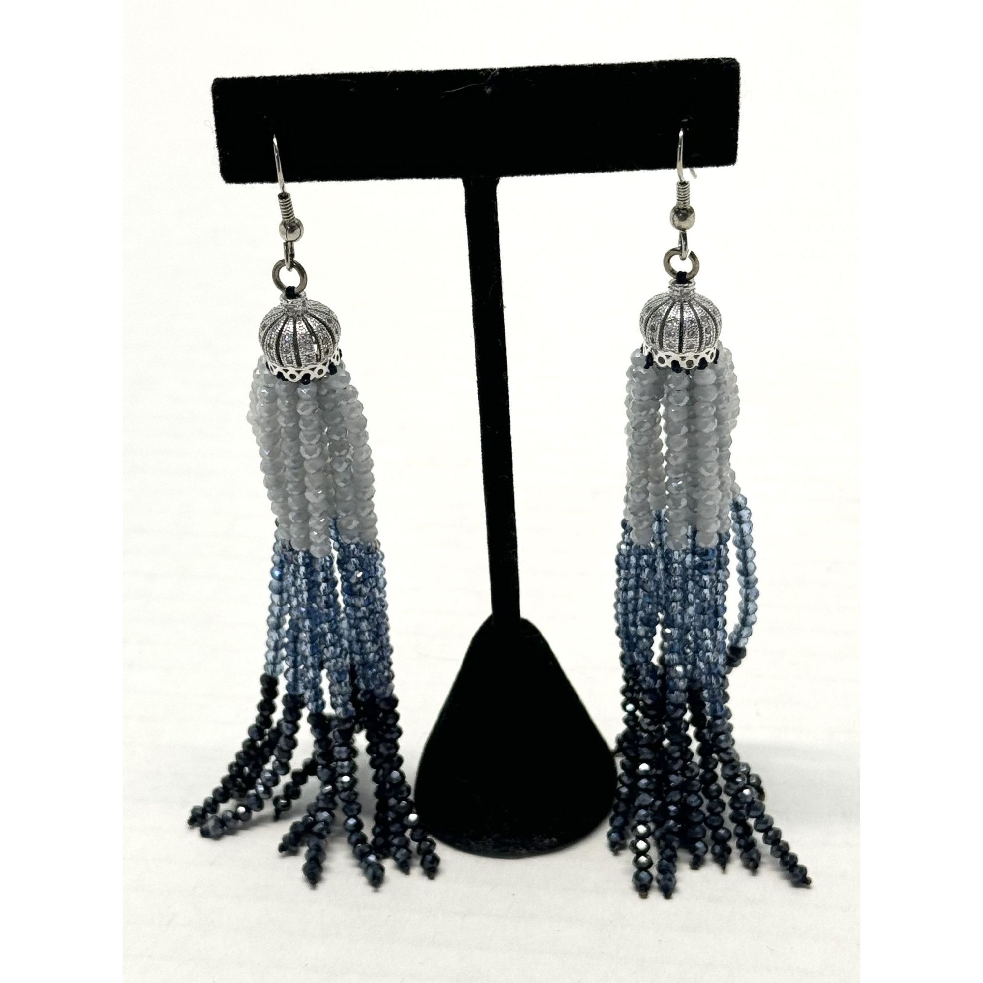 Vintage Vintage blue crystal beaded tassel earrings Size ONE SIZE - 2 Thumbnail