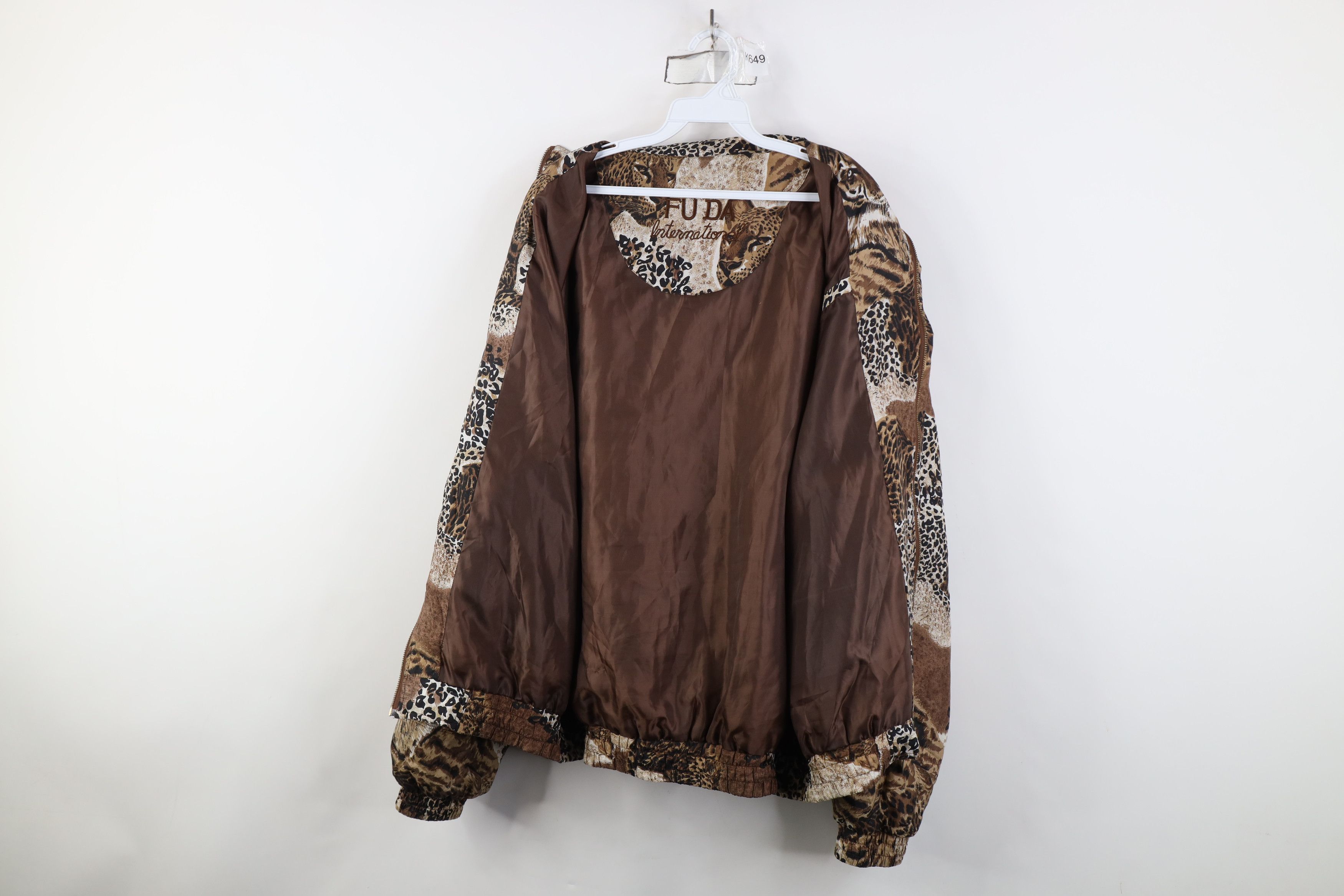 Vintage Vintage 90s Streetwear Leopard Full Zip Silk Bomber Jacket Size 3XL / US 20-22 - 9 Thumbnail