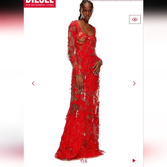 Diesel Diesel Summer '24 Runway D-Lea Dévoré Gown - NEW Size S / US 4 / IT 40 - 8 Thumbnail
