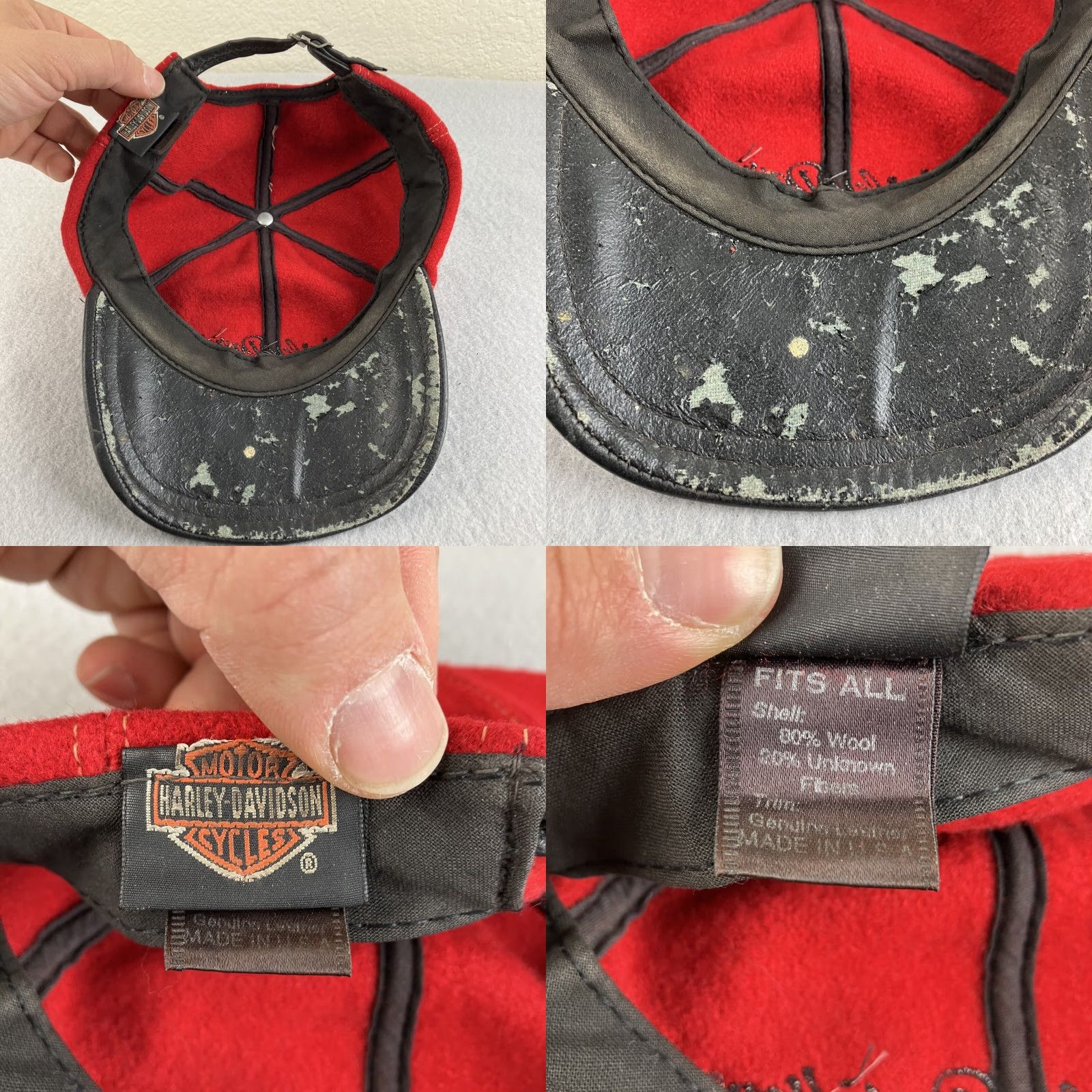 Harley Davidson Harley-Davidson Vintage Hat Strapback Baseball Cap Men 90s Biker Motorcycle Wool Cotton Red Black Size ONE SIZE - 8 Thumbnail