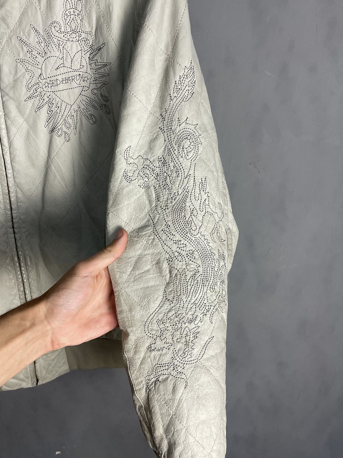 Ed Hardy Y2K Vintage Ed Hardy Leather Jacket Size US XL / EU 56 / 4 - 4 Thumbnail