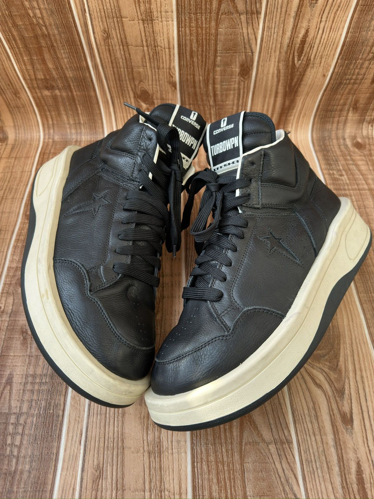 Converse × Rick Owens Drkshdw Rick Owens DRKSHDW TURBOWPN Mid Black Cloud Cream Size US 12 / EU 45 - 5 Thumbnail