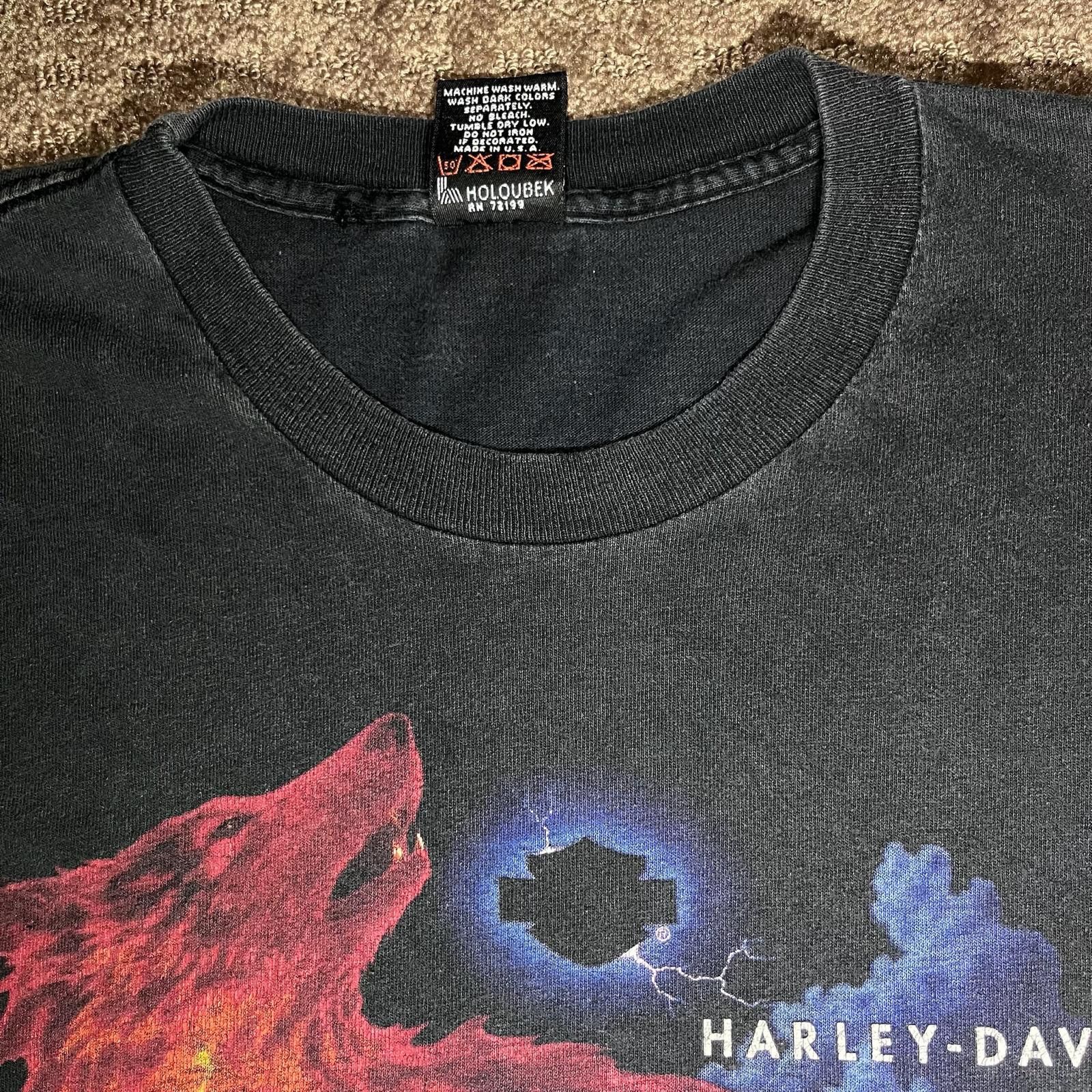 Harley Davidson 🔥 Vintage Harley-Davidson Twin Wolves Flame Tee – Size M Size US M / EU 48-50 / 2 - 3 Thumbnail