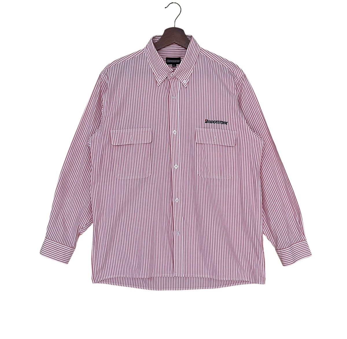 Vintage Vintage Brand Bridgestone Stripe Shirt 1990s Size US L / EU 52-54 / 3 - 1 Thumbnail
