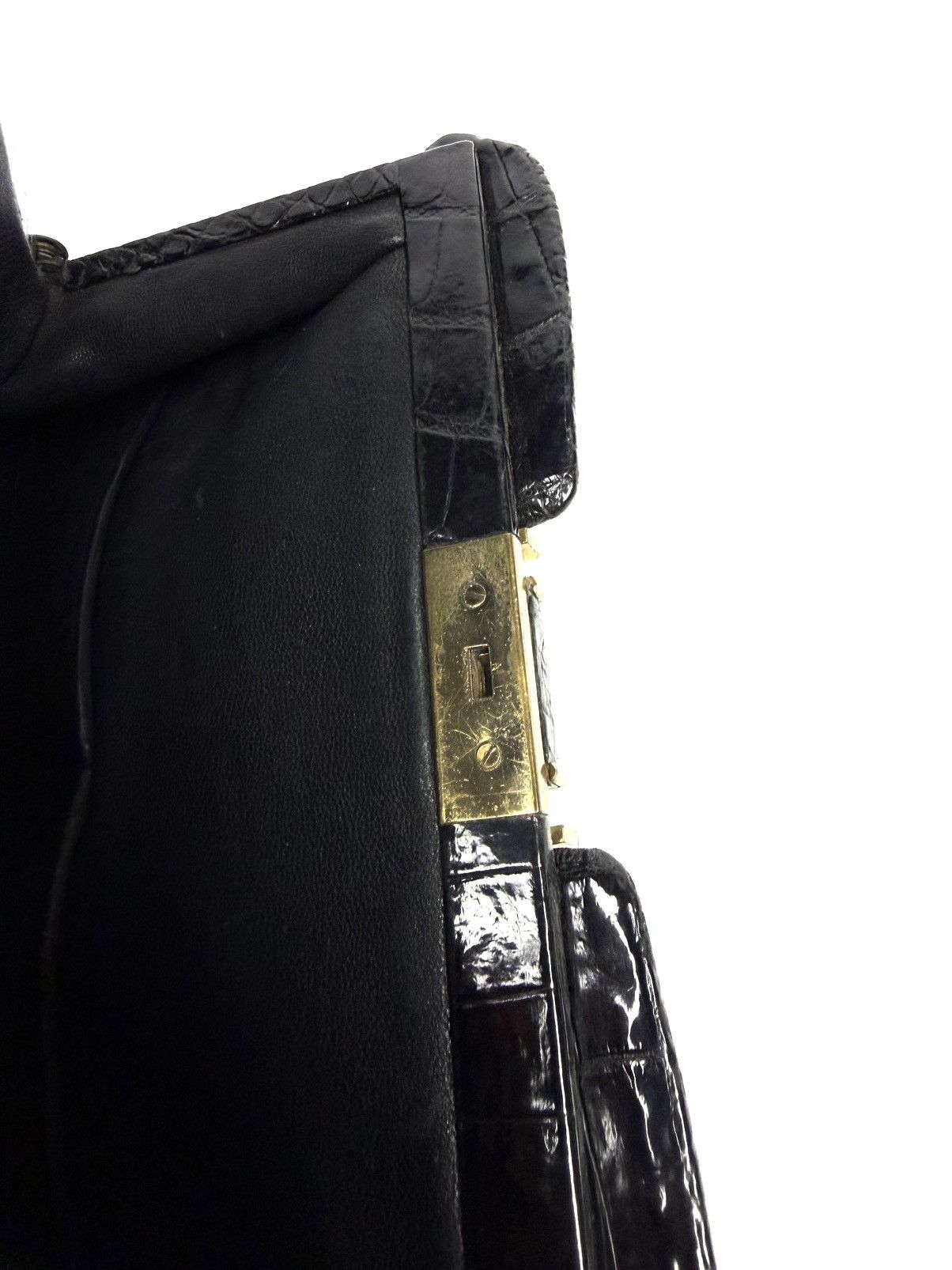 Vintage 1950-60s Genuine Crocodile Hornback Frame Top Handbag Exotic Size ONE SIZE - 20 Thumbnail
