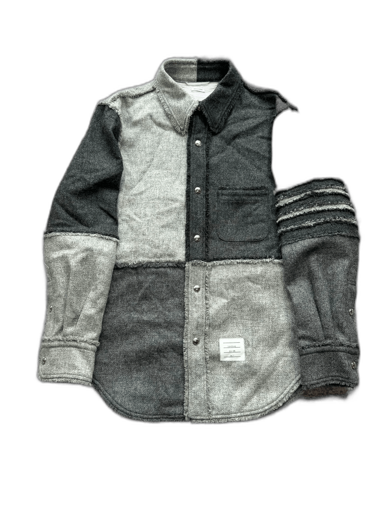 Thom Browne Thom Browne Black Gray Wool Shirt Jacket Size US M / EU 48-50 / 2 - 1 Thumbnail