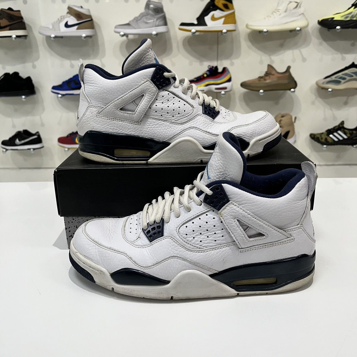 image of Nike Air Jordan 4 Retro Columbia (2015) Shoes in White/Blue, Men's (Size 10)