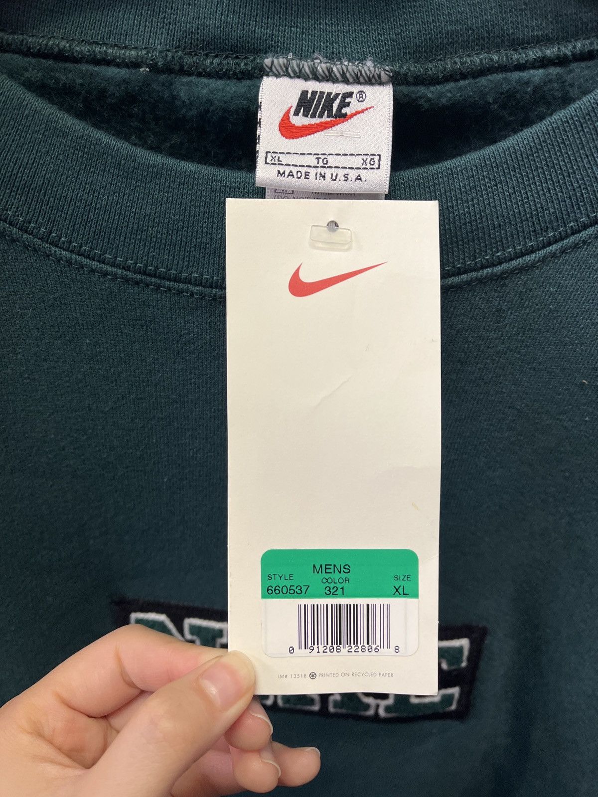 Nike 1990’s Made in USA Nike Hunter Green crewneck sweatshirt Size US XL / EU 56 / 4 - 3 Thumbnail