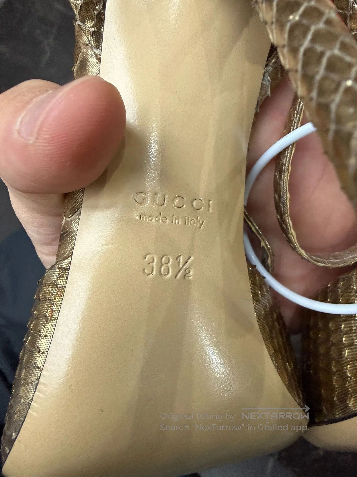 Gucci Gucci Gold Snake Print High Heels 38.5. Size US 7.5 / IT 37.5 - 6 Thumbnail