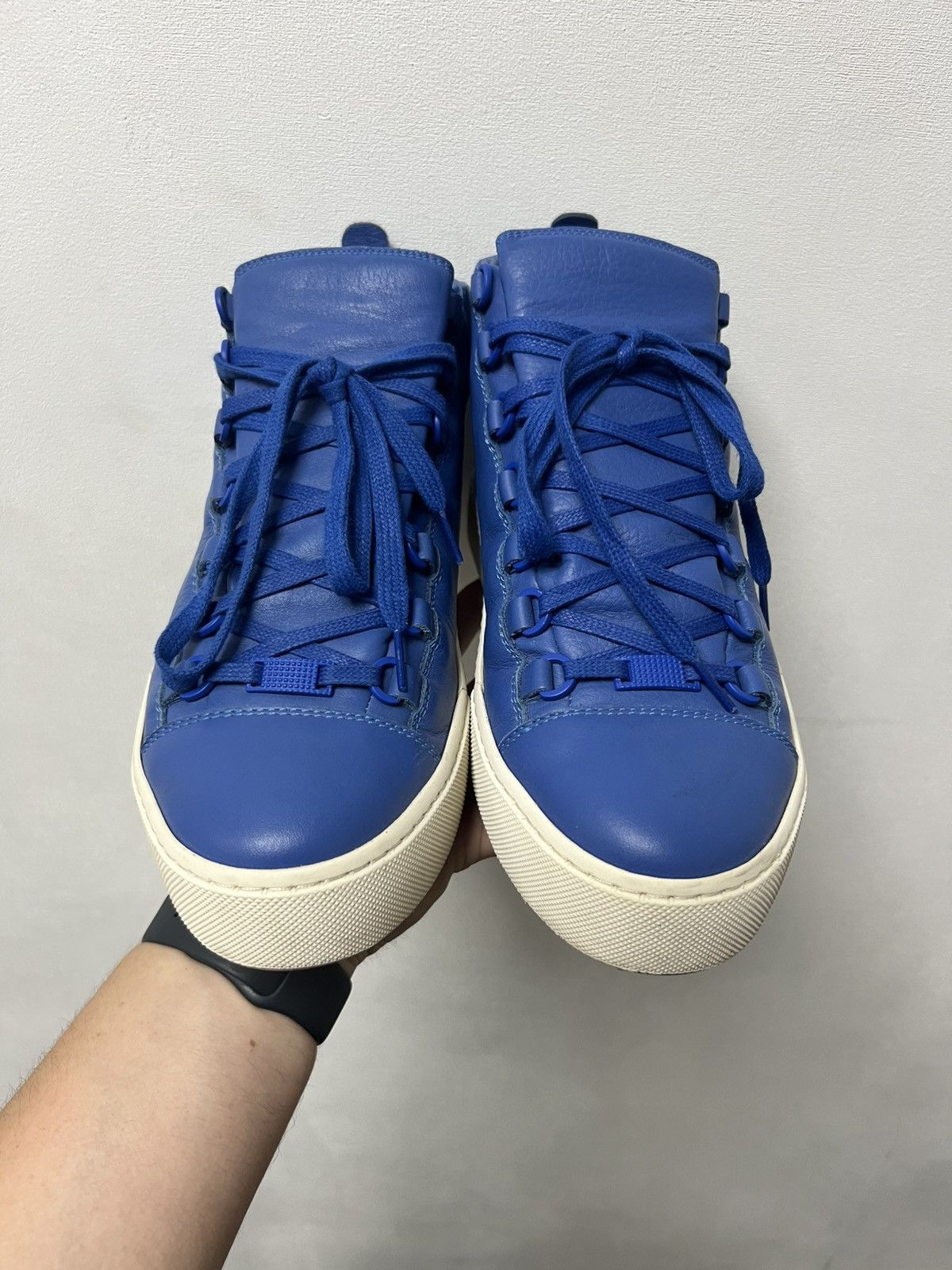 Balenciaga Balenciaga Arena Navy Blue Suede White Leather High Tops Size US 9 / EU 42 - 4 Thumbnail
