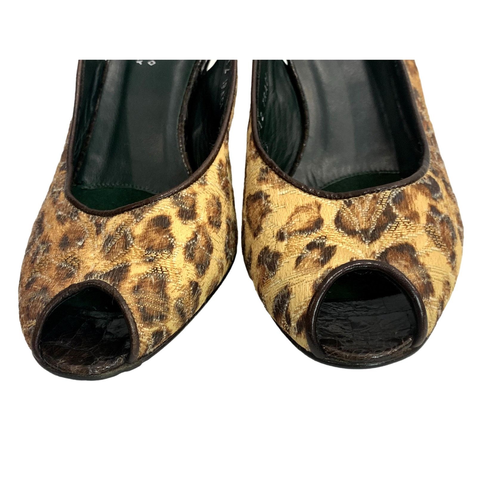 Donald Pliner × Vintage 90s Donald Pliner Leopard Print Slingback Heels Peep Toe 7.5 Size US 7.5 / IT 37.5 - 5 Thumbnail