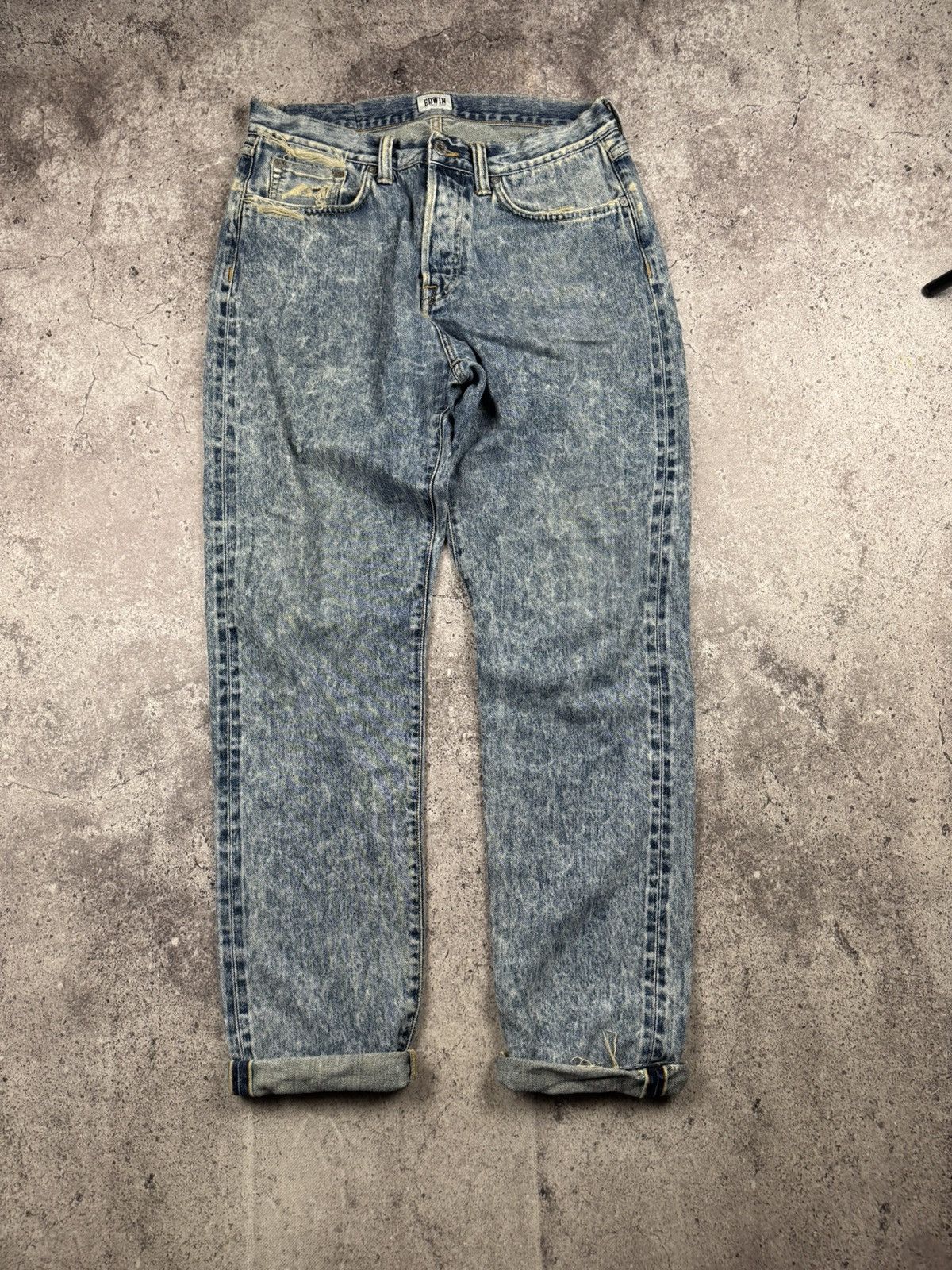 Edwin VINTAGE EDWIN WASHED DISTRESSED BAGGY SELVEDGE JAPANESSE Size US 32 / EU 48 - 1 Thumbnail