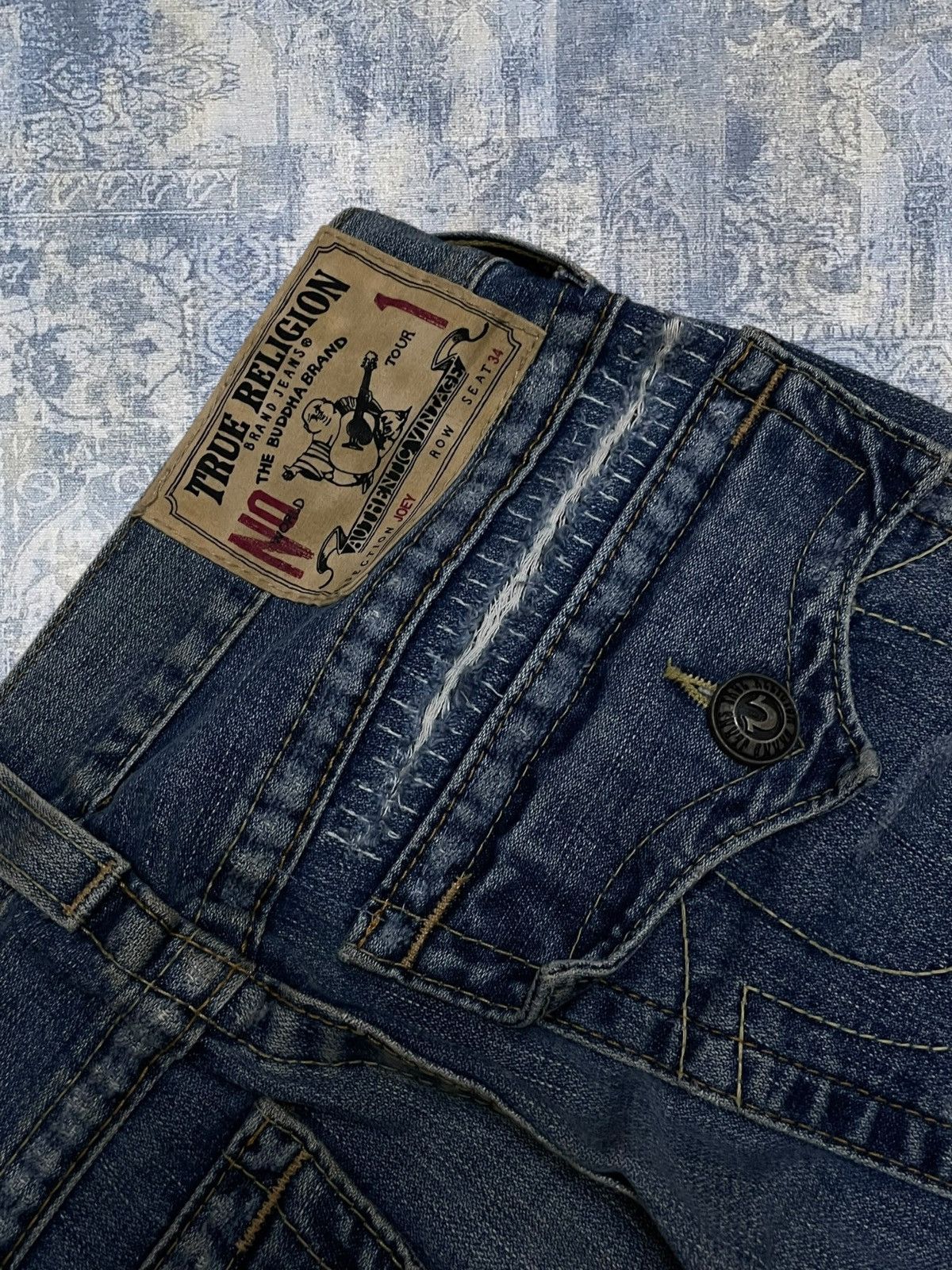 True Religion Vintage 90s Designer True Religion Distressed Flared Denim Size US 31 - 15 Thumbnail