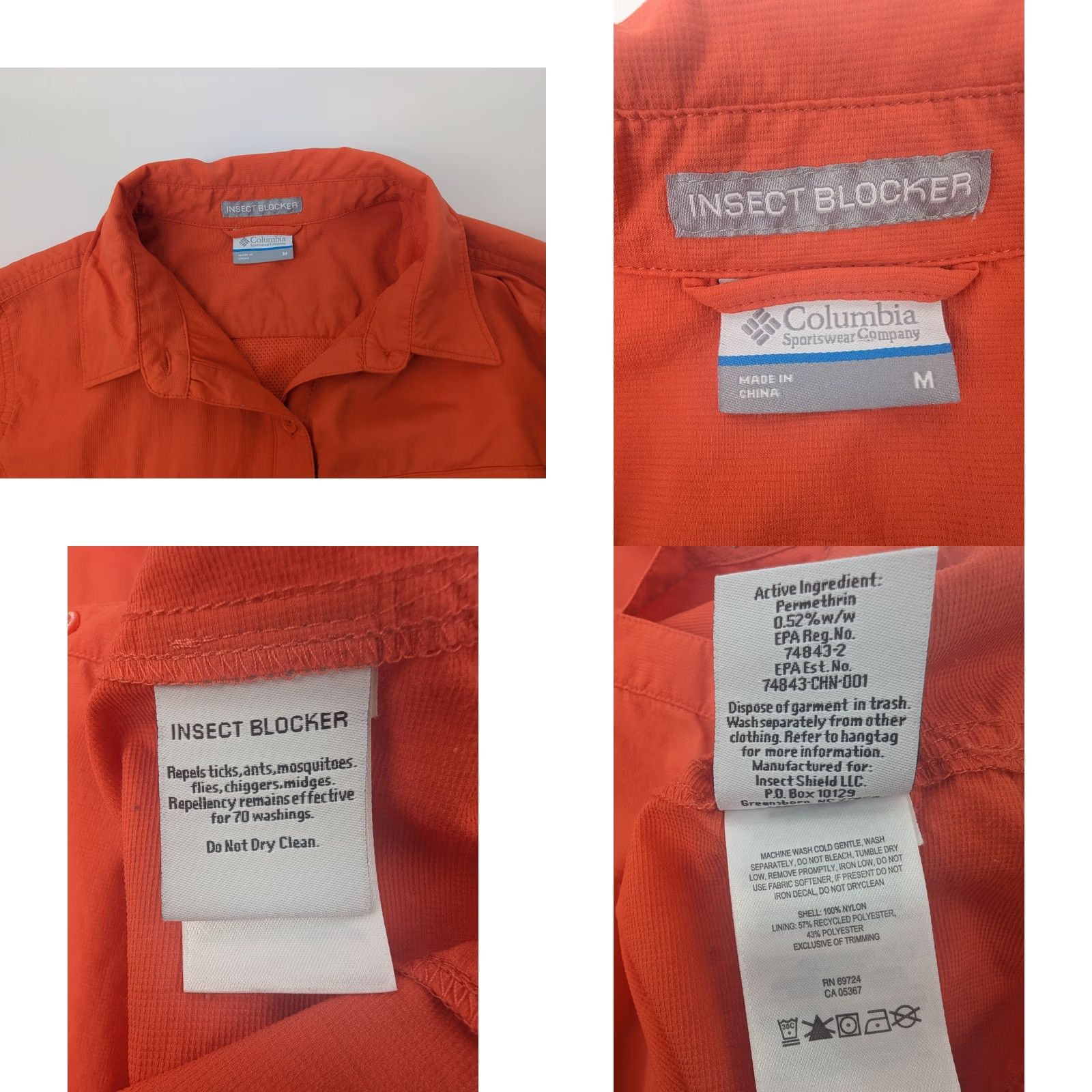 Vintage Columbia Button-Up Shirt Womens Medium Neon Orange Hiking Insect Blocker Casual Breathing Summer Spring Size M / US 6-8 / IT 42-44 - 8 Thumbnail