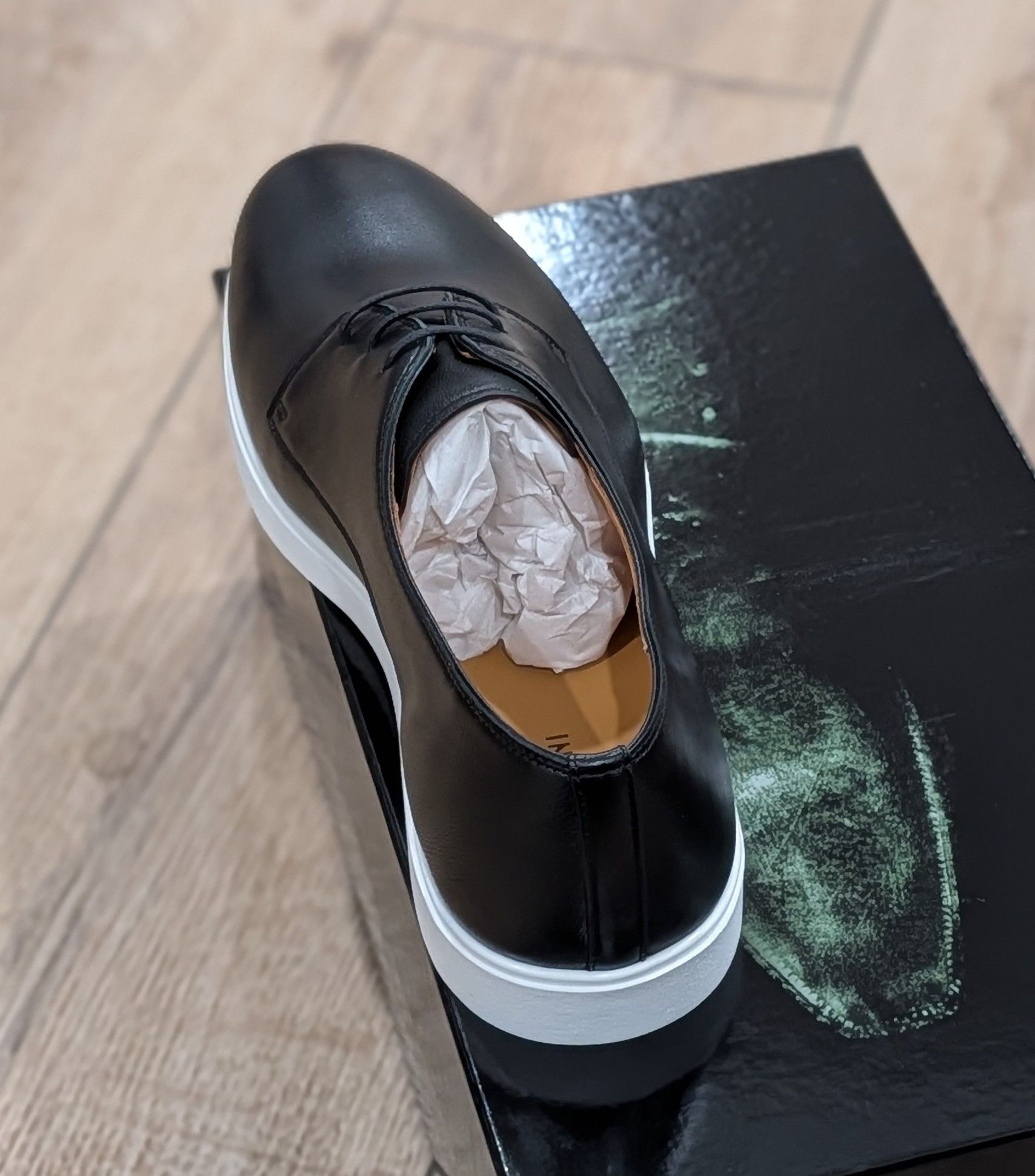 Magnanni MAGNANNI "Lobo" Leather Derby Dress Shoes Black/White 11.5 Size US 11.5 / EU 44-45 - 4 Thumbnail