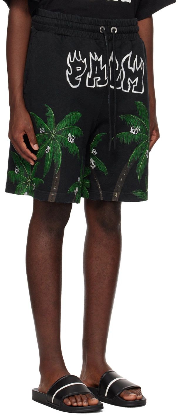 Palm Angels o1y0325 Logo Short in Black/Green Size US 34 / EU 50 - 2 Thumbnail