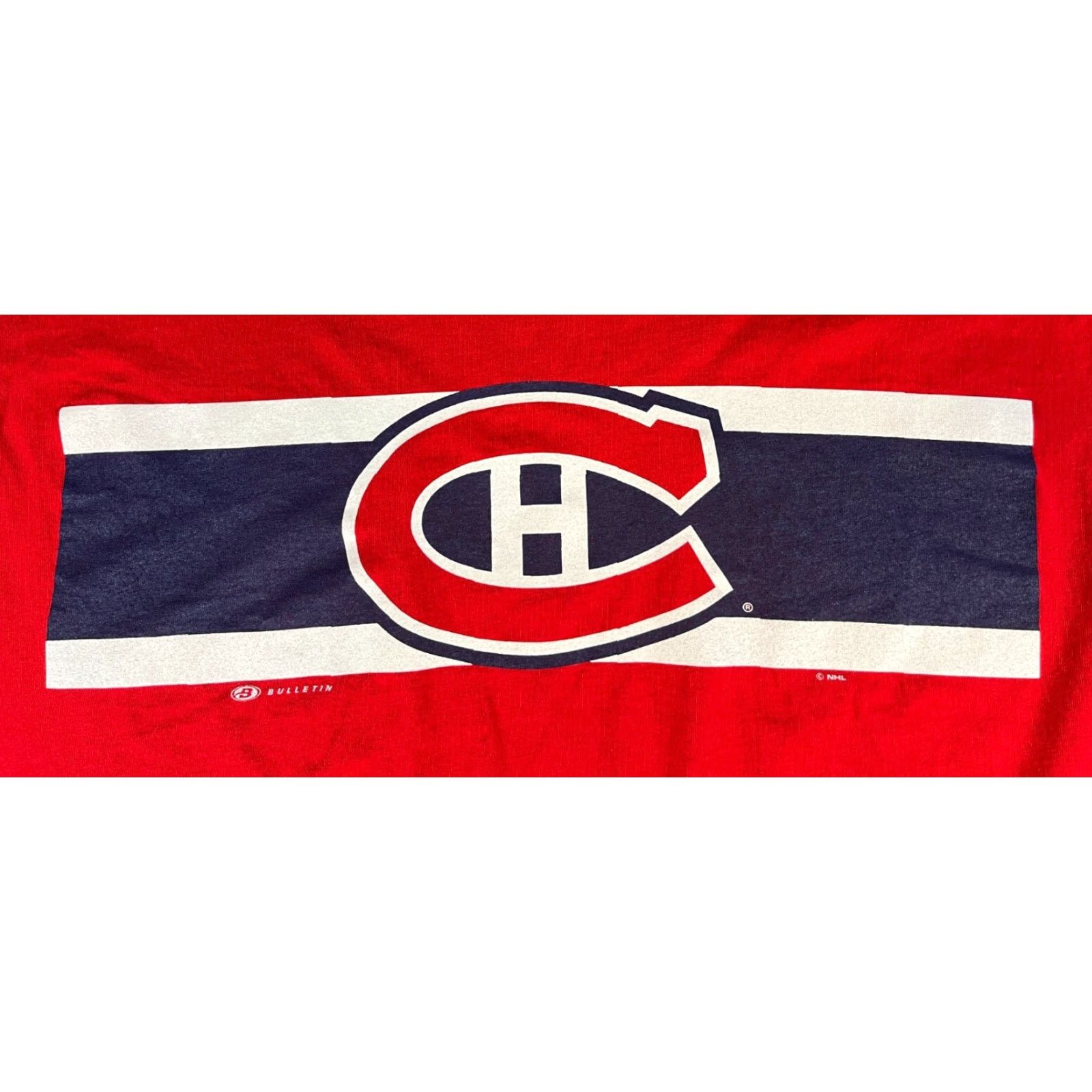NHL VINTAGE Men's Montreal Canadiens Bulletin T-Shirt NHL 90s Red XL Short Sleeve Crew Neck Mens Size US XL / EU 56 / 4 - 3 Thumbnail