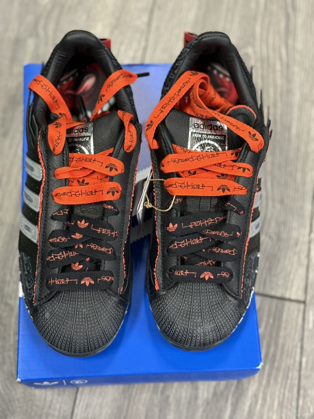 HELLSTAR HELLSTAR Adidas Superstar Black Flame Size US 10 / EU 43 - 2 Thumbnail
