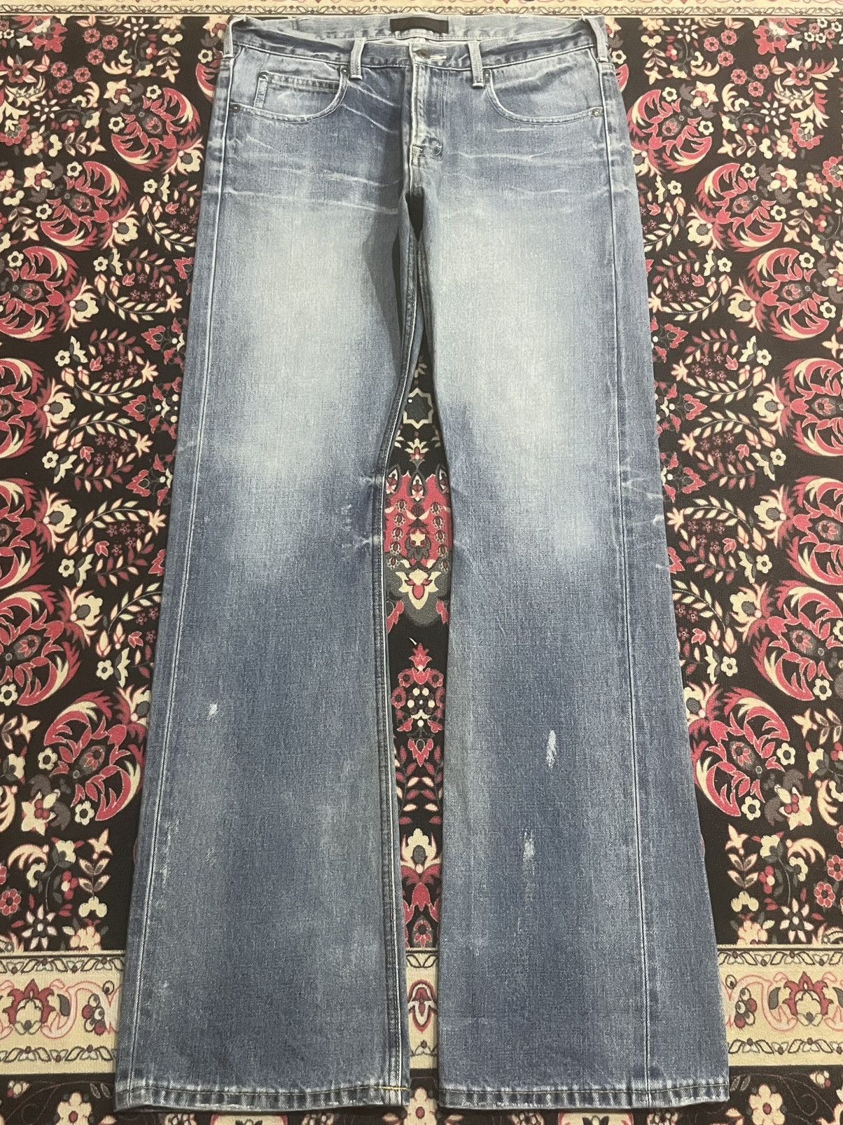 JACKROSE Jackrose X Luv Maison Blue Faded Washed Selvedge Flare Jeans Size US 30 / EU 46 - 2 Thumbnail