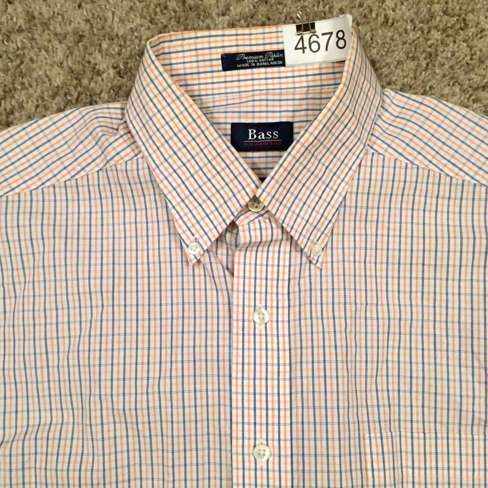 Vintage GH Bass Shirt Mens Large Orange Blue Plaid Long Sleeve Button Up - Size US L / EU 52-54 / 3 - 3 Thumbnail
