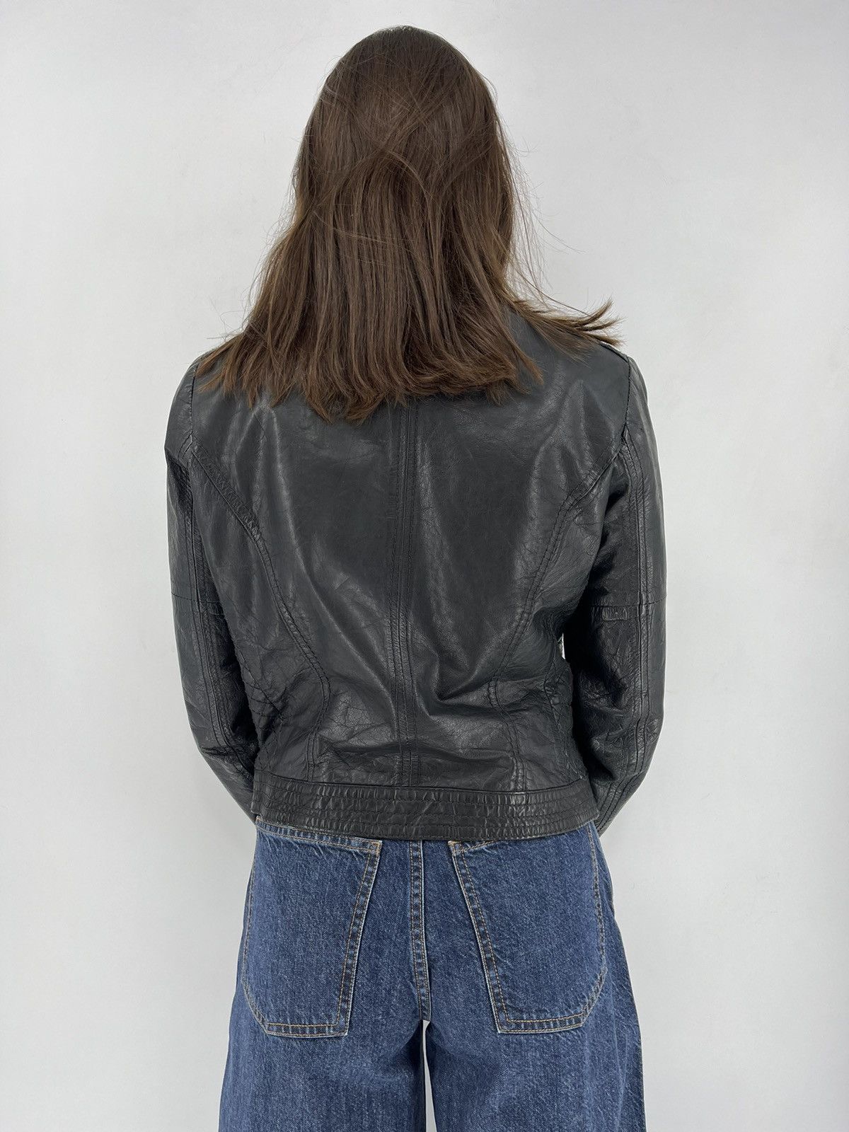 Bershka Bershka Black Authentic Leather Fitted Motorcycle Jacket Size M / US 6-8 / IT 42-44 - 8 Thumbnail