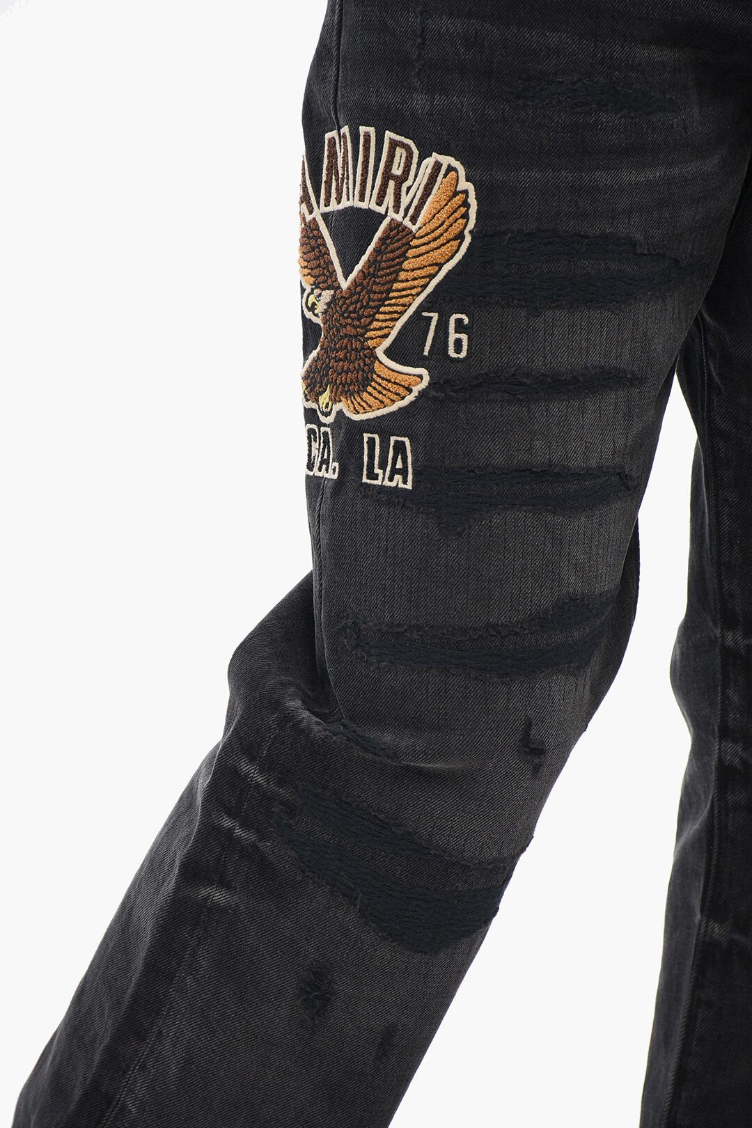 Amiri og1mm0825 Embroidered Varity Eagle Regular Fit Denim Black Size US 33 - 4 Thumbnail