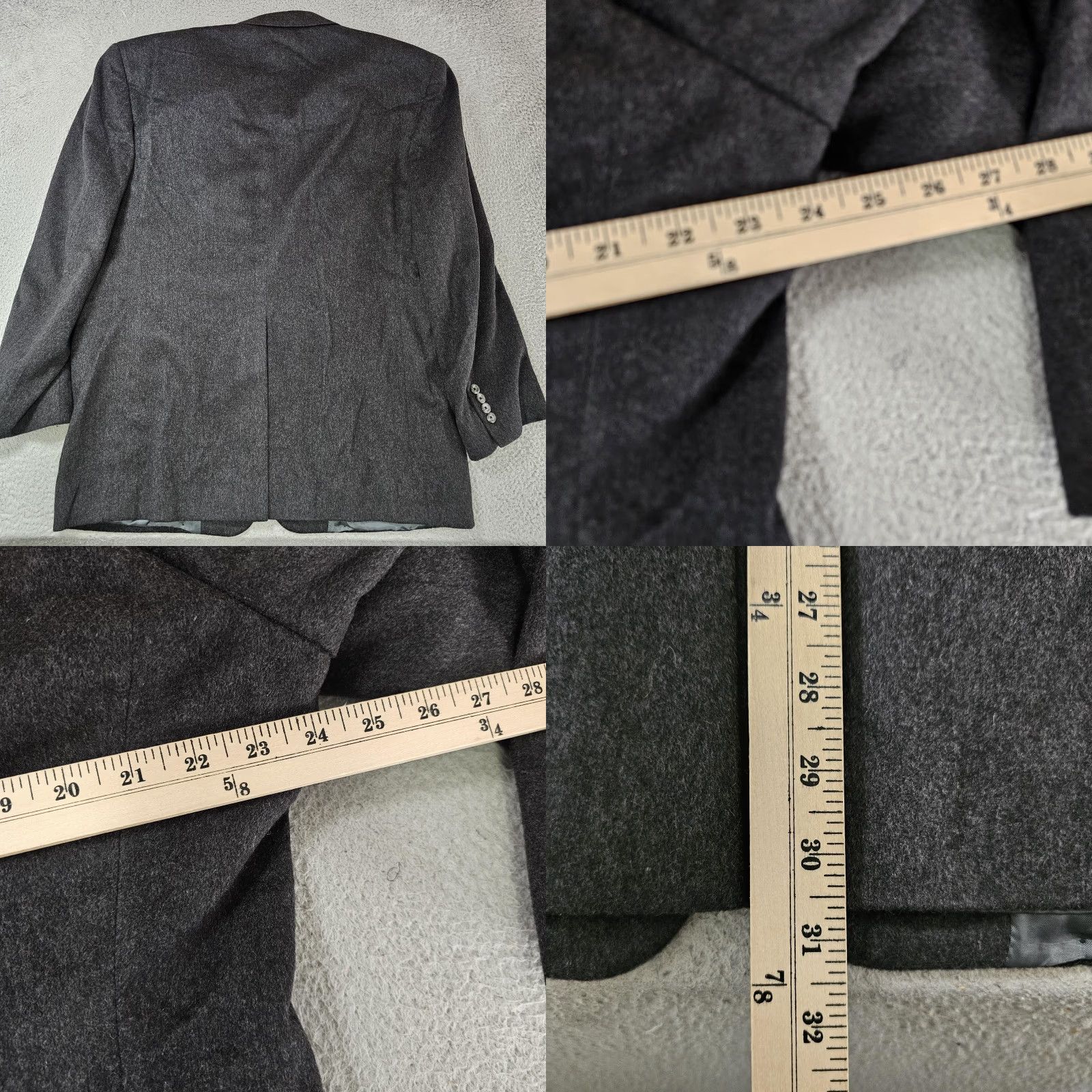 Nordstrom Loro Piana Sport Coat Mens 46 Gray 100% Cashmere Two-Button Notch Lapel Black/Charcoal Gray Solid Jacket Coat Business Formal Wedding USA Size US S / EU 44-46 / 1 - 8 Thumbnail