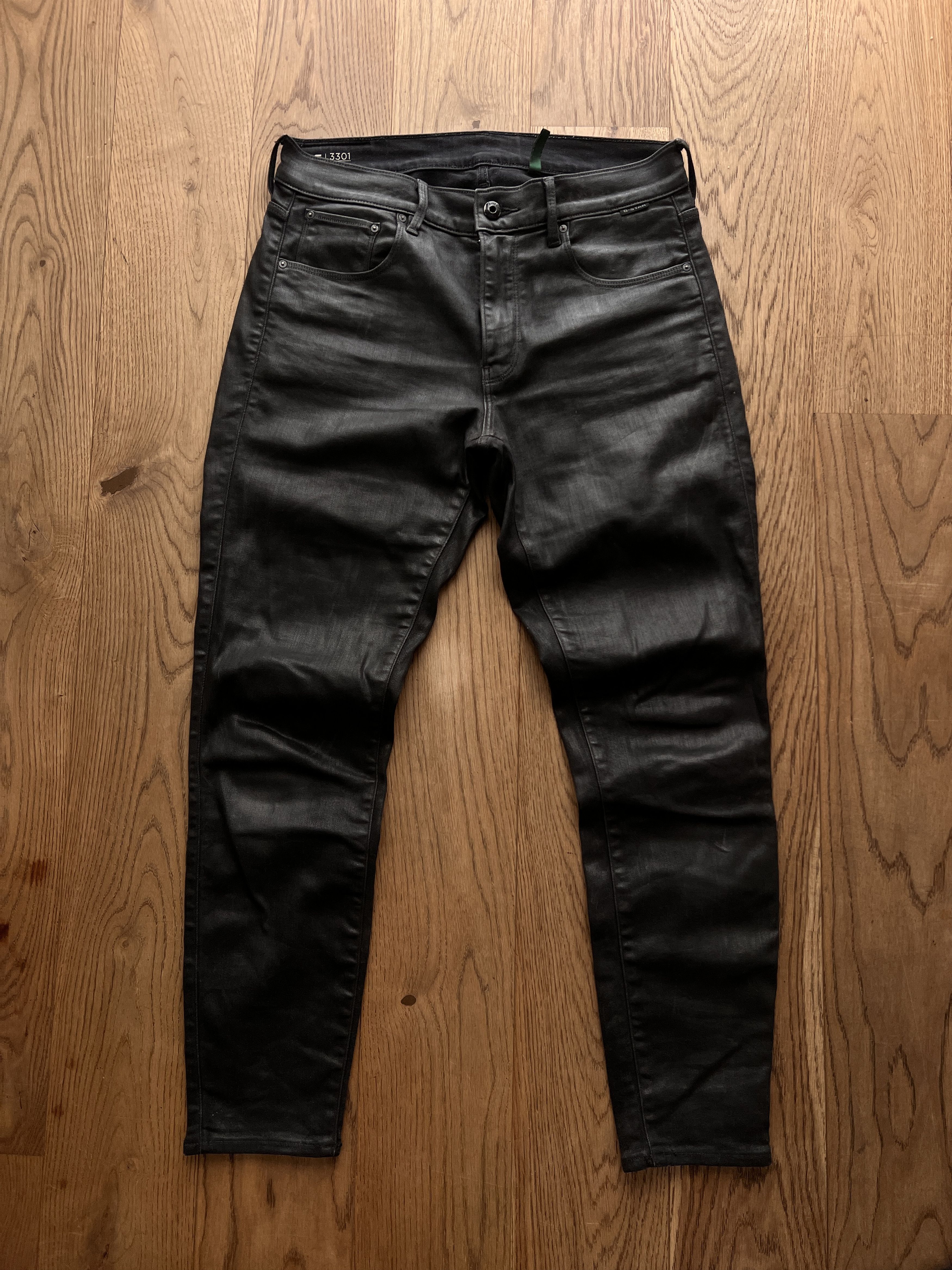 G-Star Sick G Star RAW 3301 faux leather pants waxed stretch skinny Size US 30 / EU 46 - 3 Thumbnail
