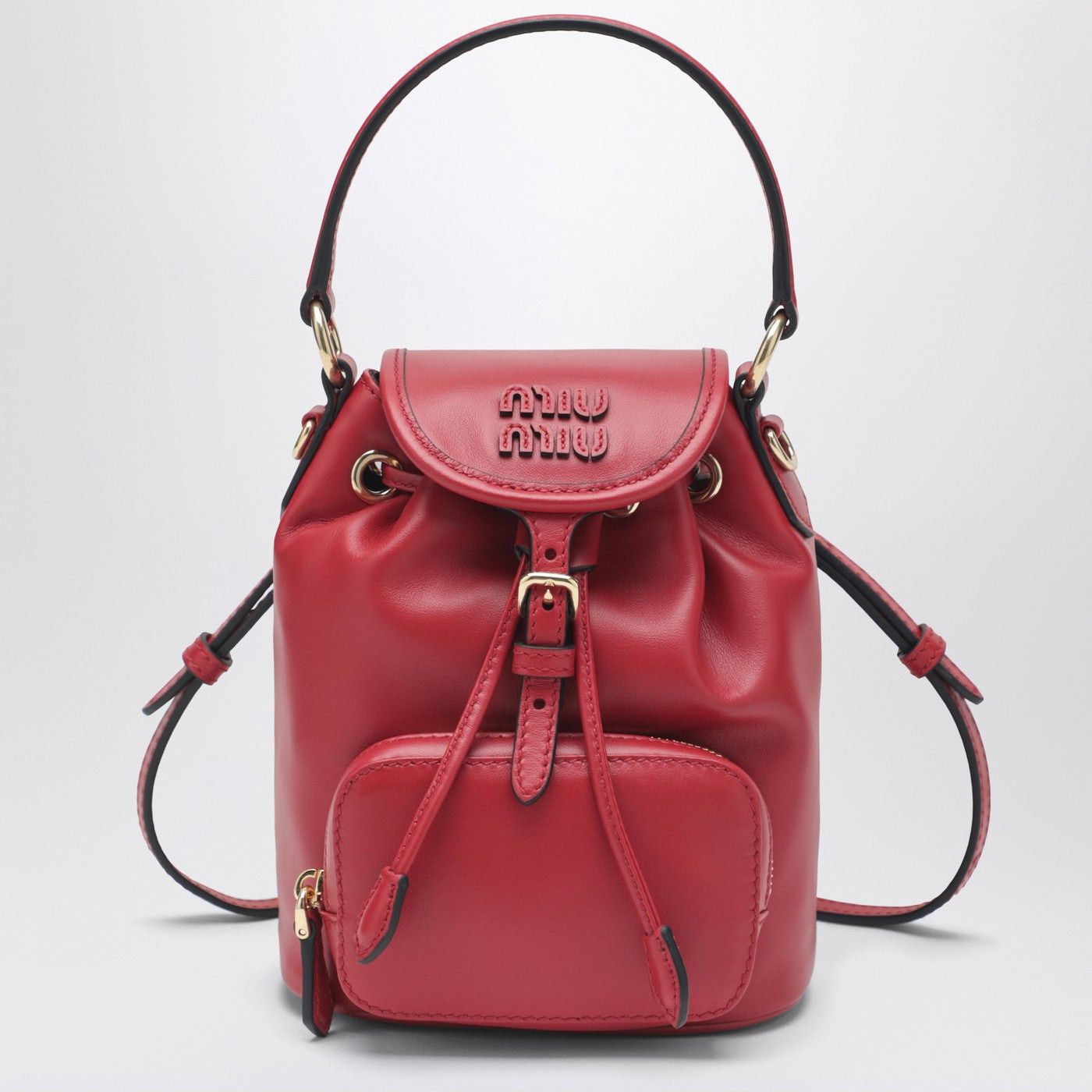 Miu Miu Miu Miu Small Red Leather Backpack Size ONE SIZE - 1 Thumbnail