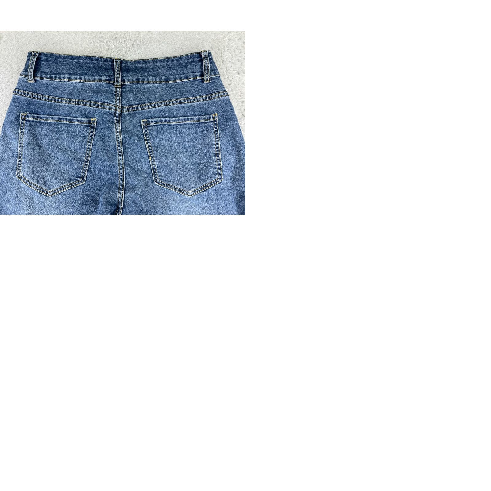 Vintage Misslook Jeans Womens Medium Blue Flare High Rise 28x29 Cotton Blend 5-Pocket Denim Distressed Cropped Lightweight Storm Womens Size 32" / US 10 / IT 46 - 10 Thumbnail
