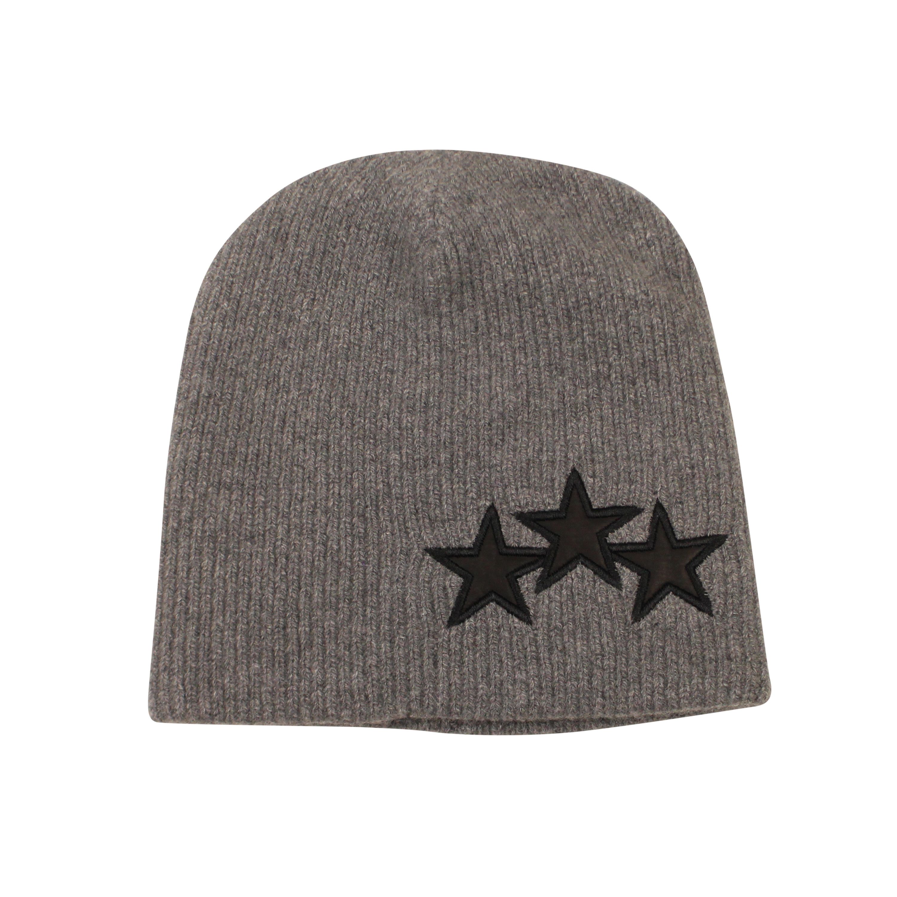 image of Amiri 3 Star Beanie Grey Hats Size Os, Men's